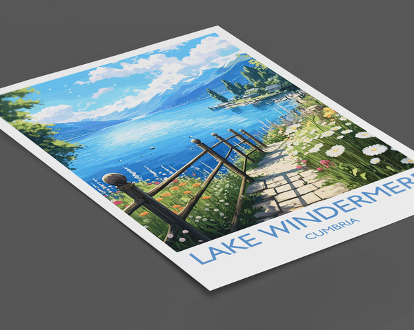 Lake Windermere Travel Poster, Lake Windermere Travel Print, England, Cumbria Art, Lake Windermere Gift, Wall Art Print