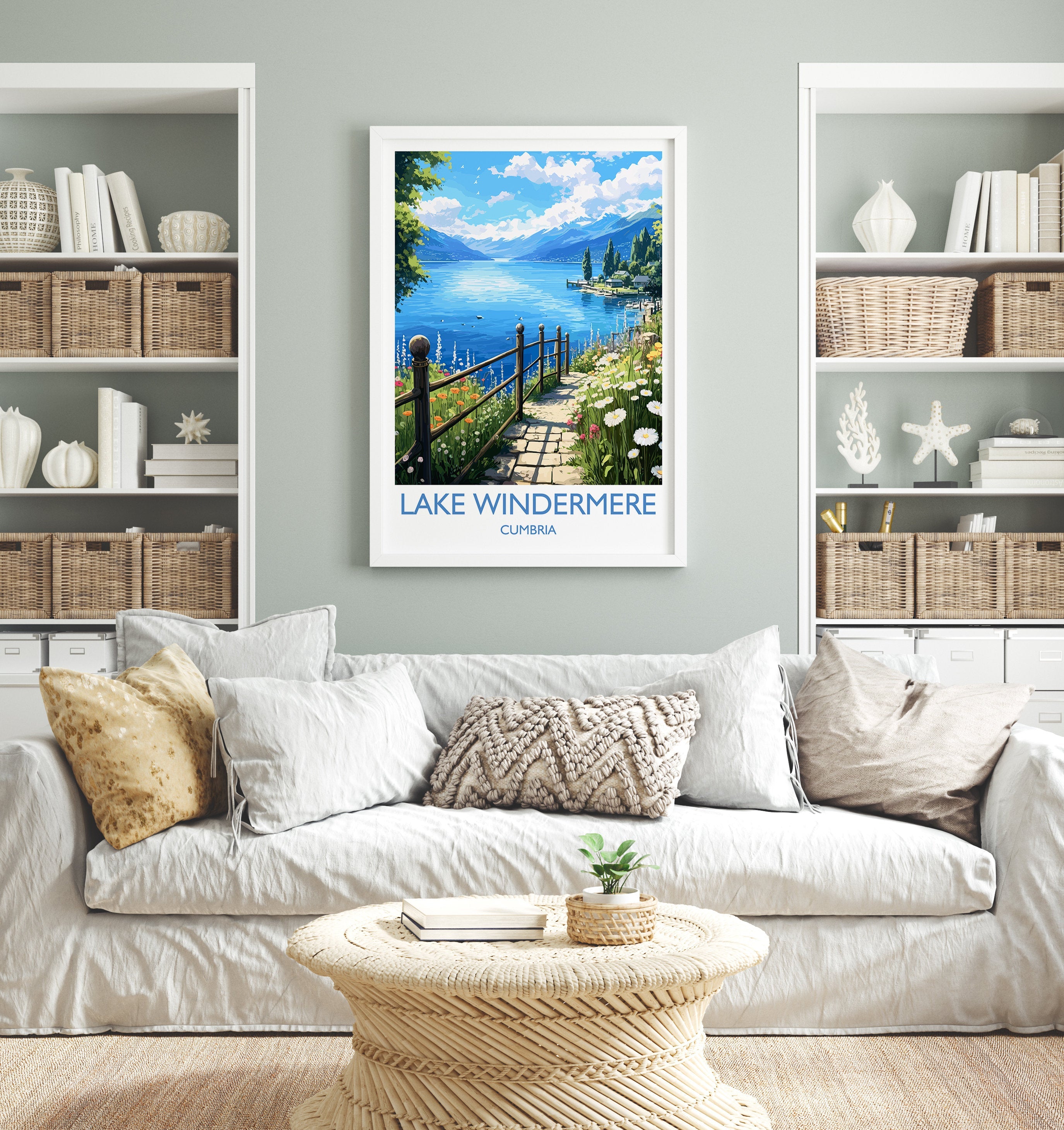 Lake Windermere Travel Poster, Lake Windermere Travel Print, England, Cumbria Art, Lake Windermere Gift, Wall Art Print NQ Media Designs
