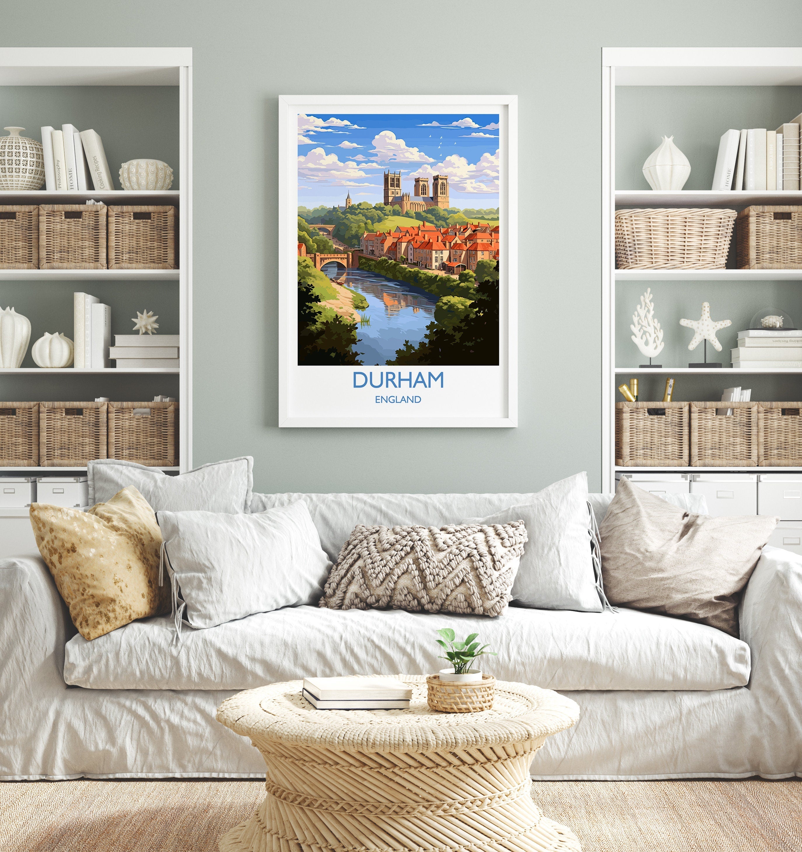 Durham Travel Print, Travel Poster of Durham, County Durham, England, Durham Art, Durham Gift, Wall Art Print NQ Media Designs
