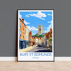 Bury St Edmunds Travel Print, Travel Poster of Bury St Edmunds, Suffolk, England, Suffolk Art, Bury St Edmunds Gift,