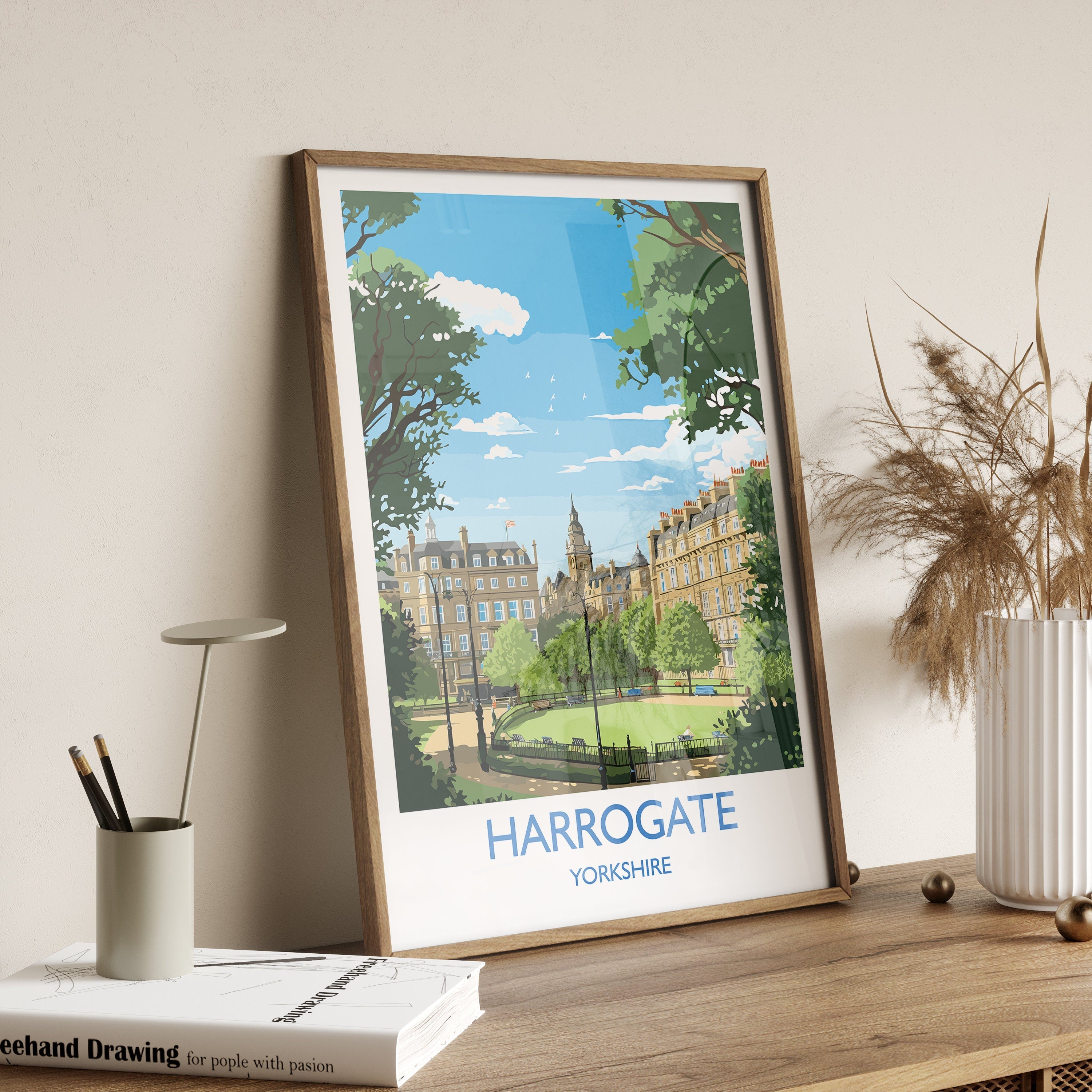 Harrogate Travel Print, Travel Poster of Harrogate, Harrogate, Harrogate Gift, Yorkshire Art, NQ Media Designs