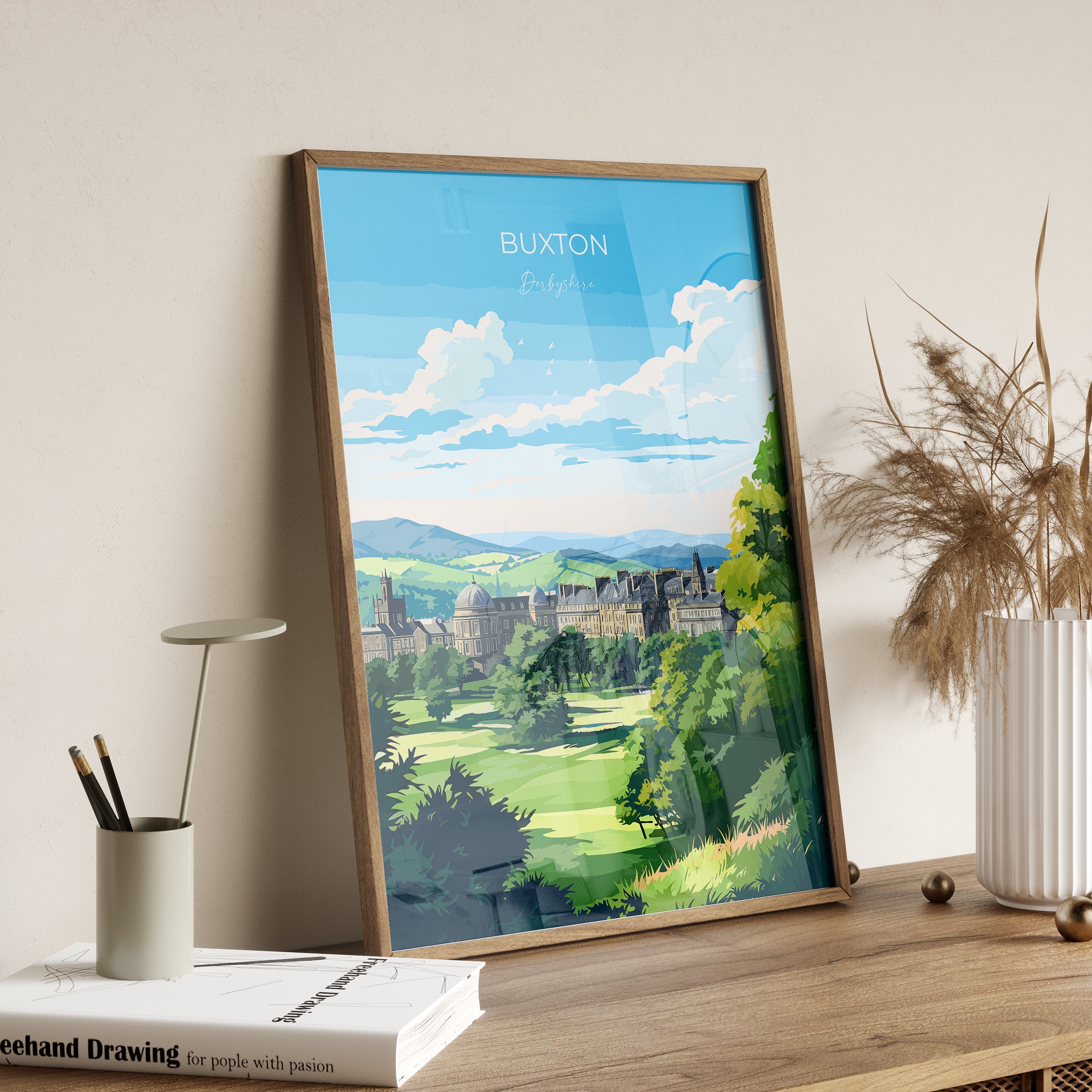 Buxton Travel Poster, Travel Print of Buxton, Buxton, Buxton Gift, Derbyshire Art NQ Media Designs
