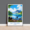Buttermere Travel Poster, Buttermere Travel Print, England, Cumbria Art, Buttermere Gift, Lake District, Wall Art Print NQ Media Designs