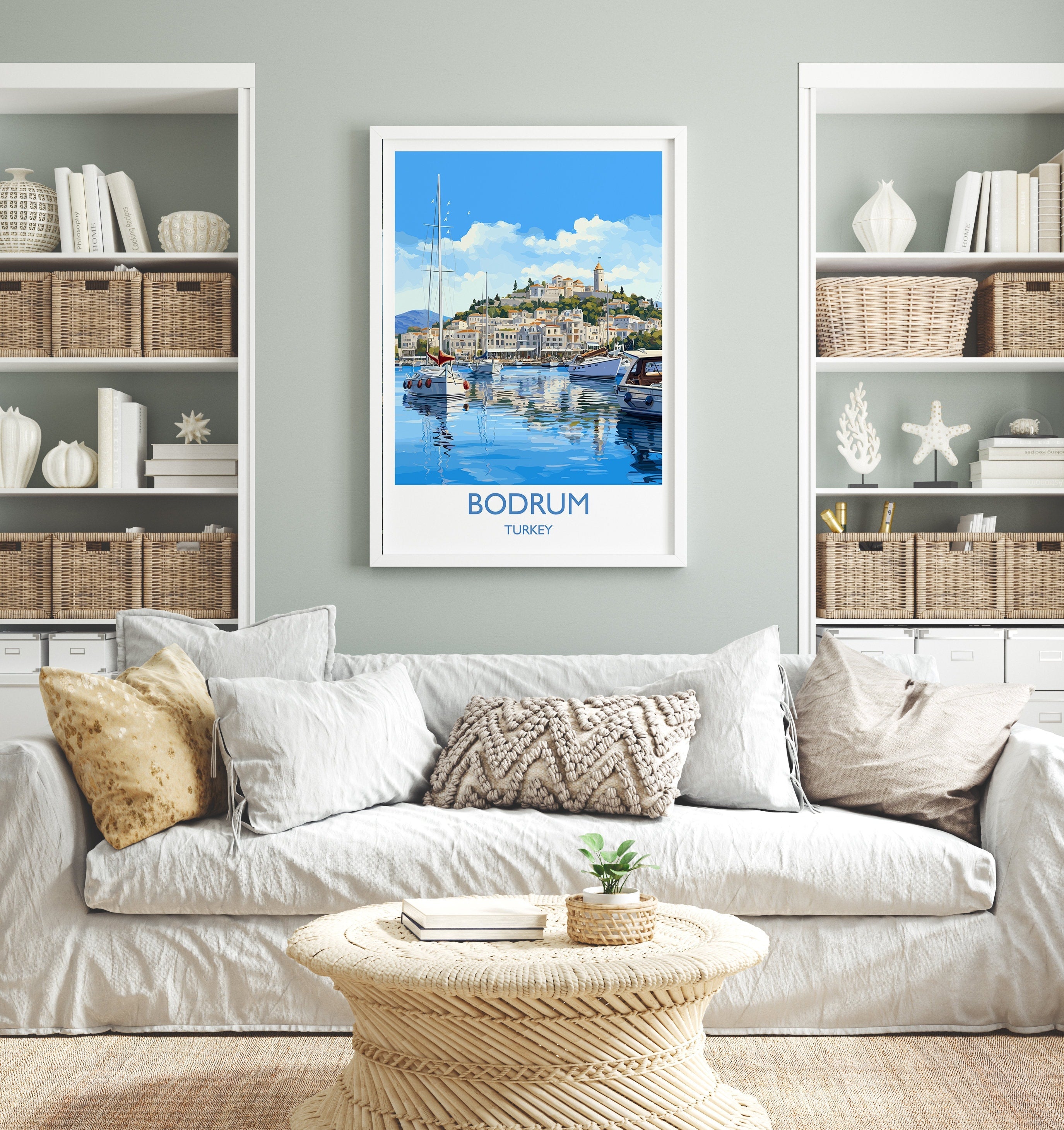Bodrum Travel Print, Travel Poster of Bodrum, Turkey Poster, Bodrum Gift, Bodrum Art, Turkey Art NQ Media Designs
