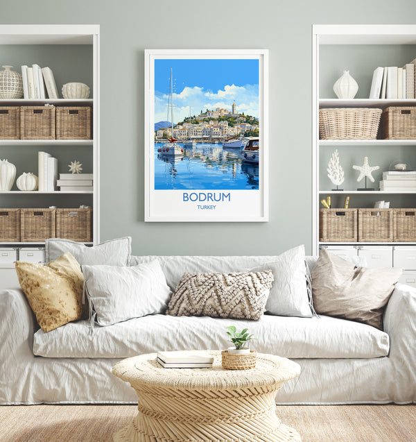 Bodrum Travel Print, Travel Poster of Bodrum, Turkey Poster, Bodrum Gift, Bodrum Art, Turkey Art