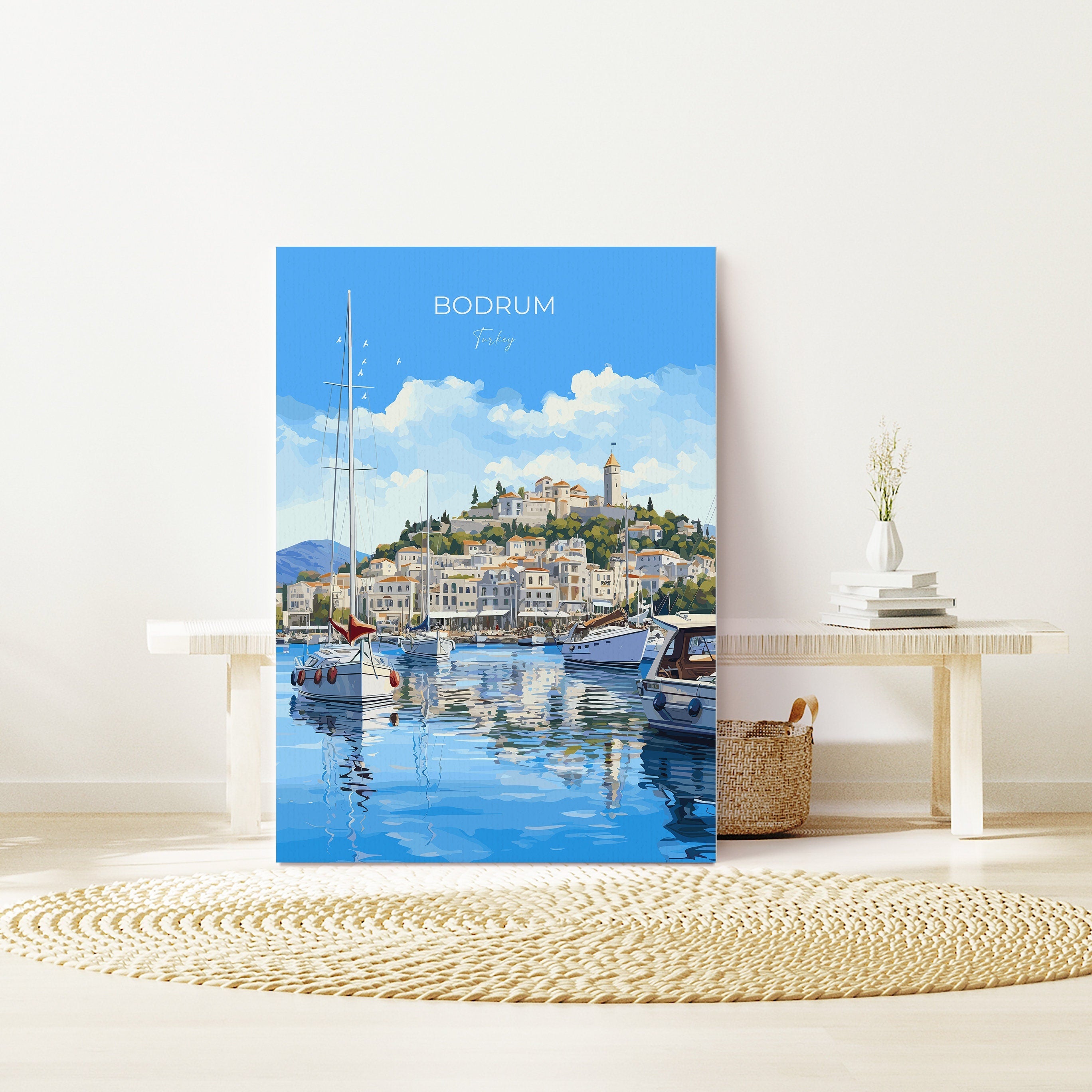Bodrum Travel Poster, Travel Print of Bodrum, Turkey Poster, Bodrum Gift, Bodrum Art, Turkey Art NQ Media Designs