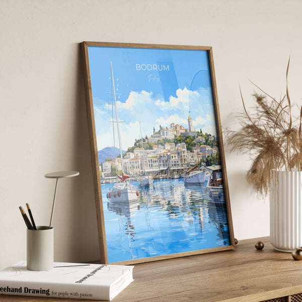 Bodrum Travel Poster, Travel Print of Bodrum, Turkey Poster, Bodrum Gift, Bodrum Art, Turkey Art