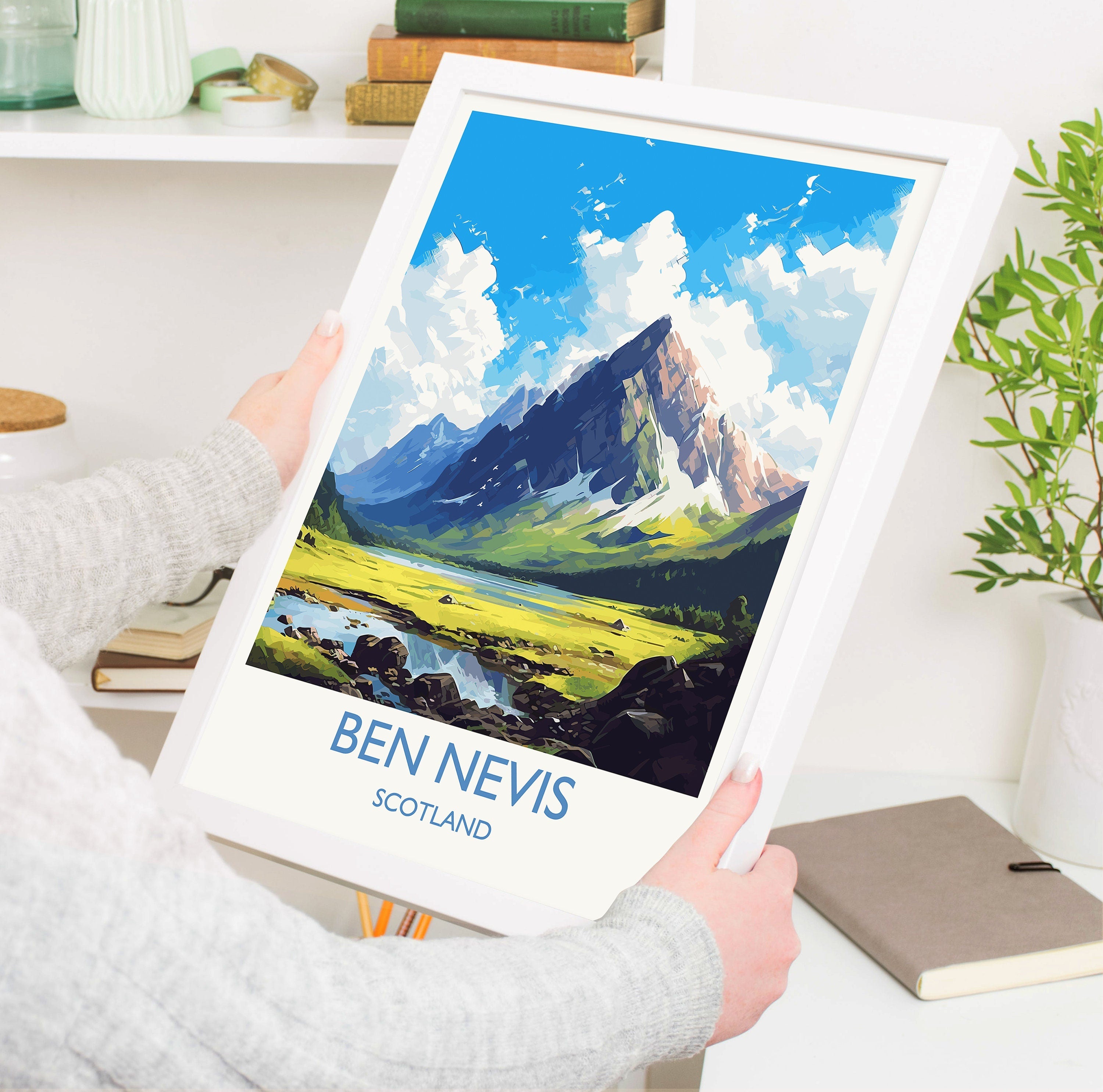 Ben Nevis Travel Poster, Travel Print of Ben Nevis, Ben Nevis Gift, Scotland Art, Ben Nevis Gift, Wall Art Print NQ Media Designs