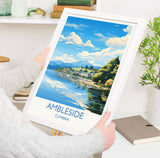 Ambleside Travel Poster, Ambleside Travel Print, England, Cumbria Art, Ambleside Gift, Lake District, Wall Art Print NQ Media Designs