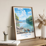 Coniston Travel Poster, Coniston Travel Print, England, Cumbria Art, Coniston Gift, Lake District, Wall Art Print NQ Media Designs