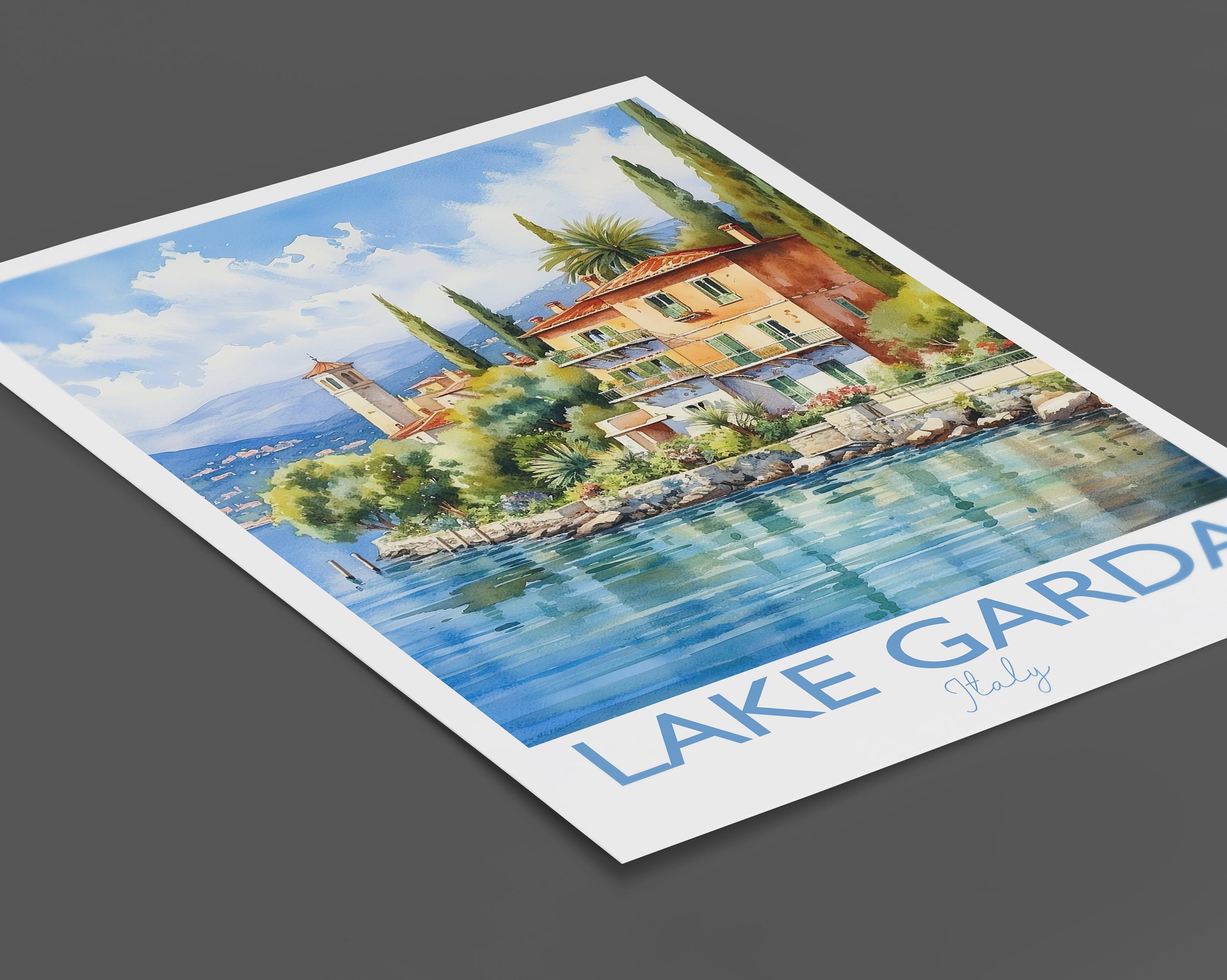 Lake Garda Print, Travel Poster of Lake Garda, Italy, Lake Garda Gift, Travel Watercolour Gift NQ Media Designs