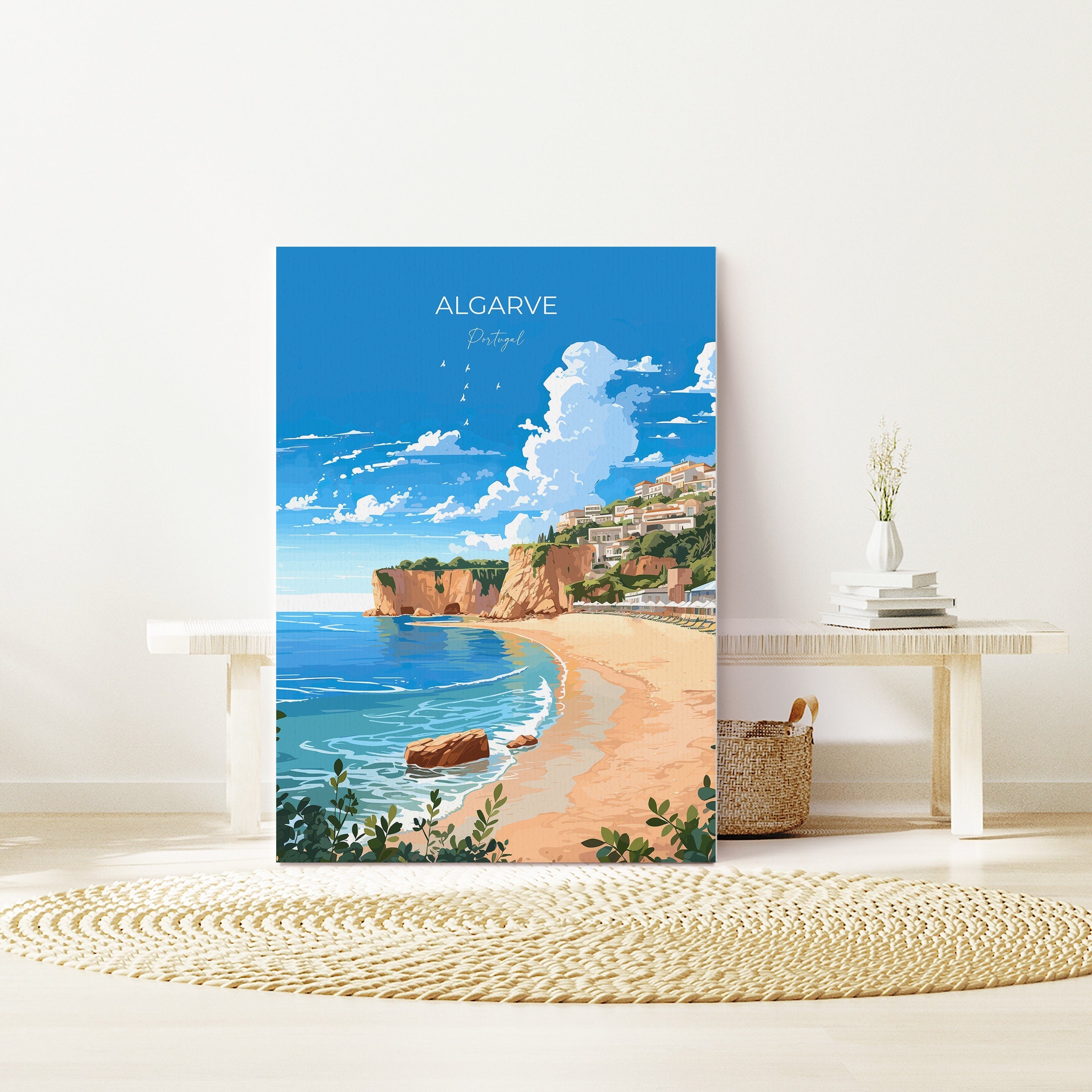 Algarve Travel Print, Travel Poster of Algarve, Portugal, Algarve Art, Algarve Gift, Portugal Wall Art Print NQ Media Designs