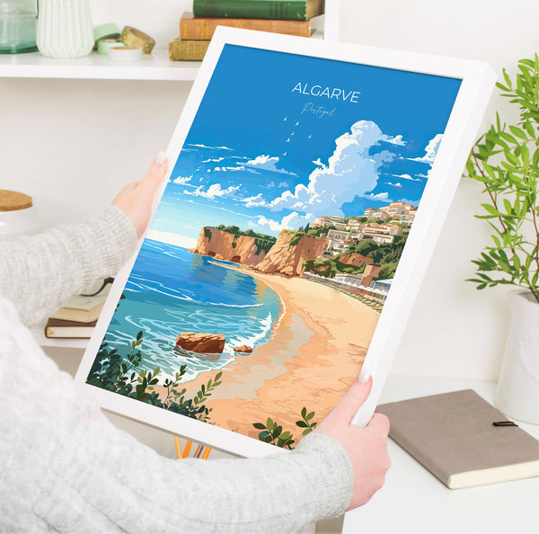 Algarve Travel Print, Travel Poster of Algarve, Portugal, Algarve Art, Algarve Gift, Portugal Wall Art Print