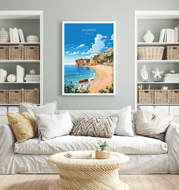 Algarve Travel Print, Travel Poster of Algarve, Portugal, Algarve Art, Algarve Gift, Portugal Wall Art Print