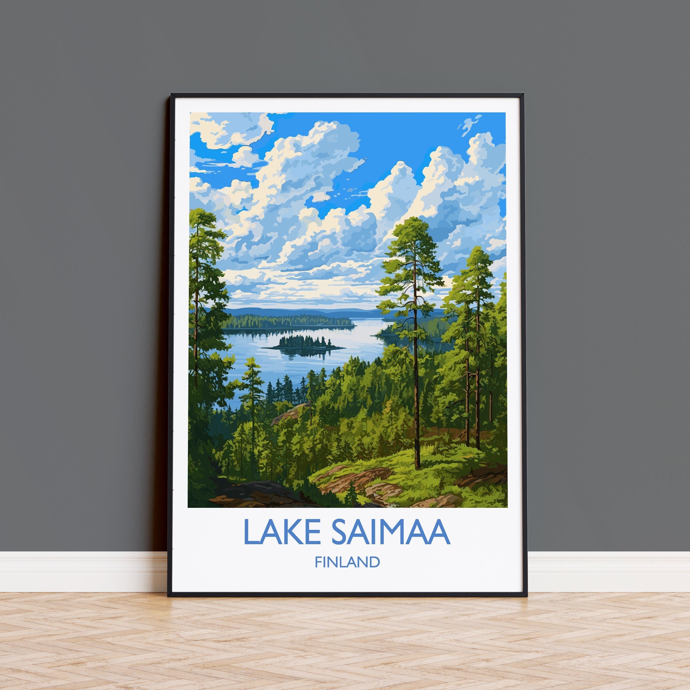 Lake Saimaa Travel Poster, Lake Saimaa Travel Print, Finland, Finland Art, Lake Saimaa Gift, Wall Art Print NQ Media Designs