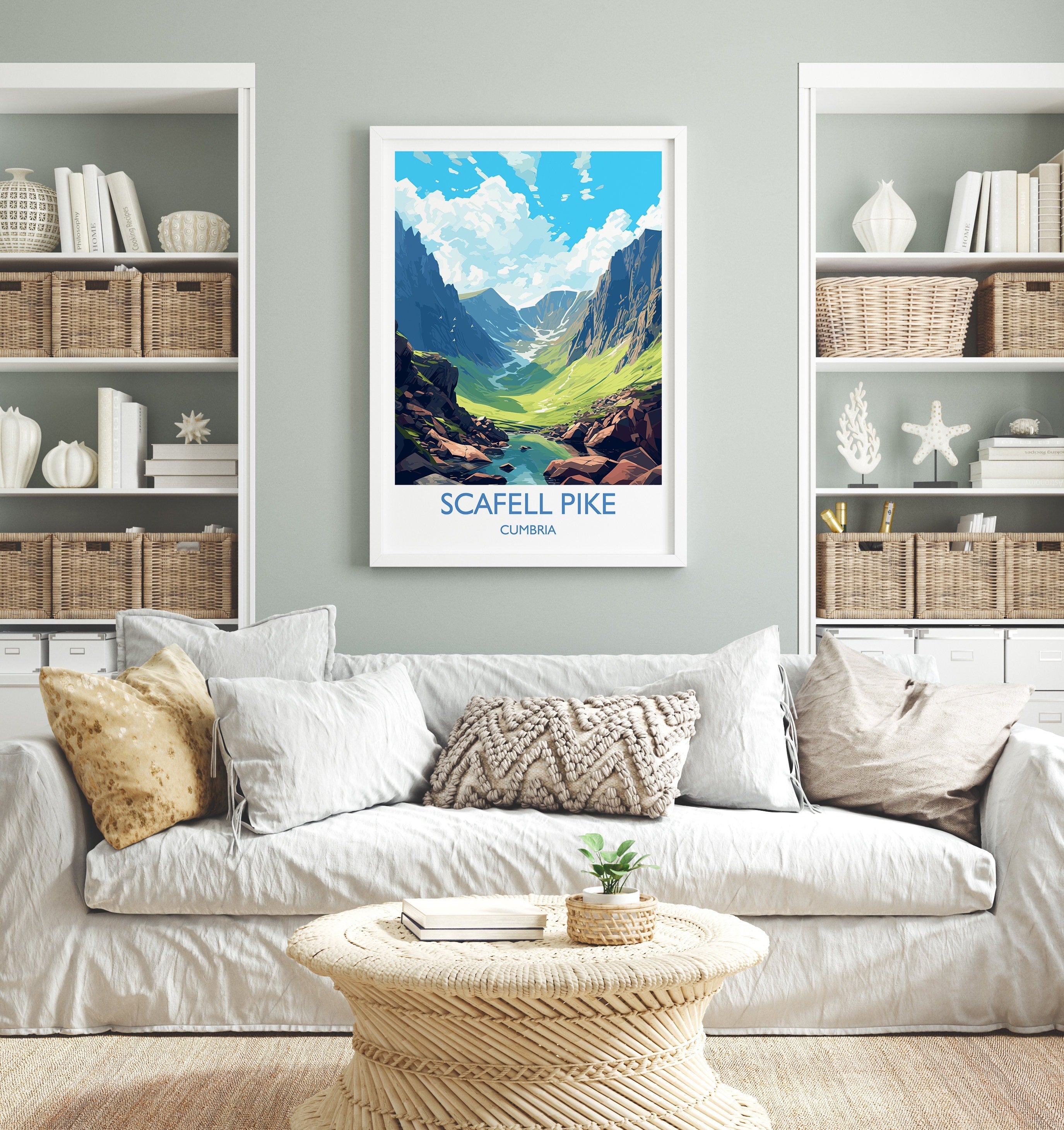 Scafell Pike Travel Poster, Scafell Pike Travel Print, England, Cumbria Art, Scafell Pike Gift, Lake District, Wall Art Print NQ Media Designs