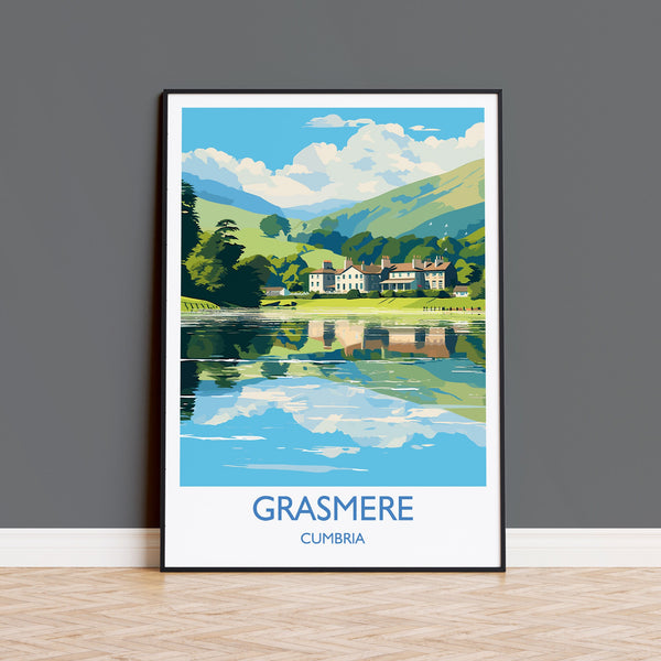 Grasmere Travel Poster, Grasmere Travel Print, England, Cumbria Art, Grasmere Gift, Lake District, Wall Art Print