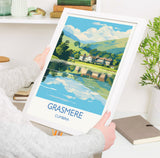 Grasmere Travel Poster, Grasmere Travel Print, England, Cumbria Art, Grasmere Gift, Lake District, Wall Art Print NQ Media Designs