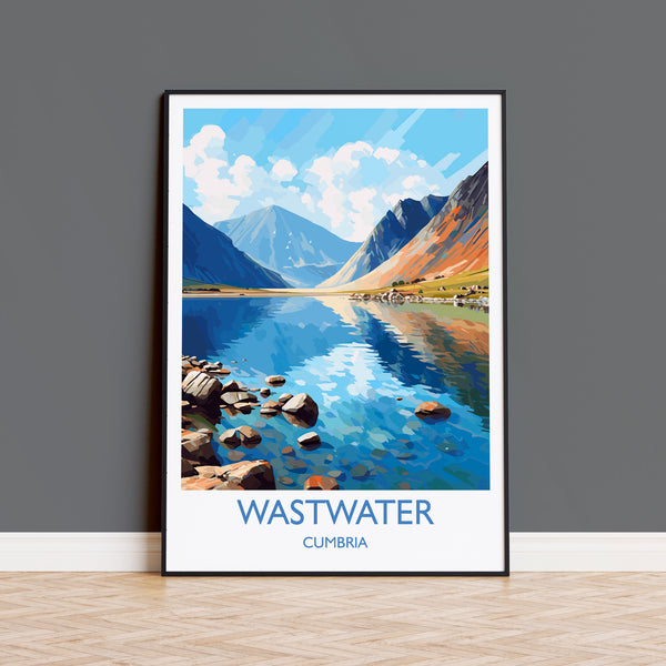Wastwater Travel Poster, Wastwater Travel Print, England, Cumbria Art, Wastwater Gift, Lake District, Wall Art Print