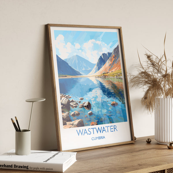 Wastwater Travel Poster, Wastwater Travel Print, England, Cumbria Art, Wastwater Gift, Lake District, Wall Art Print