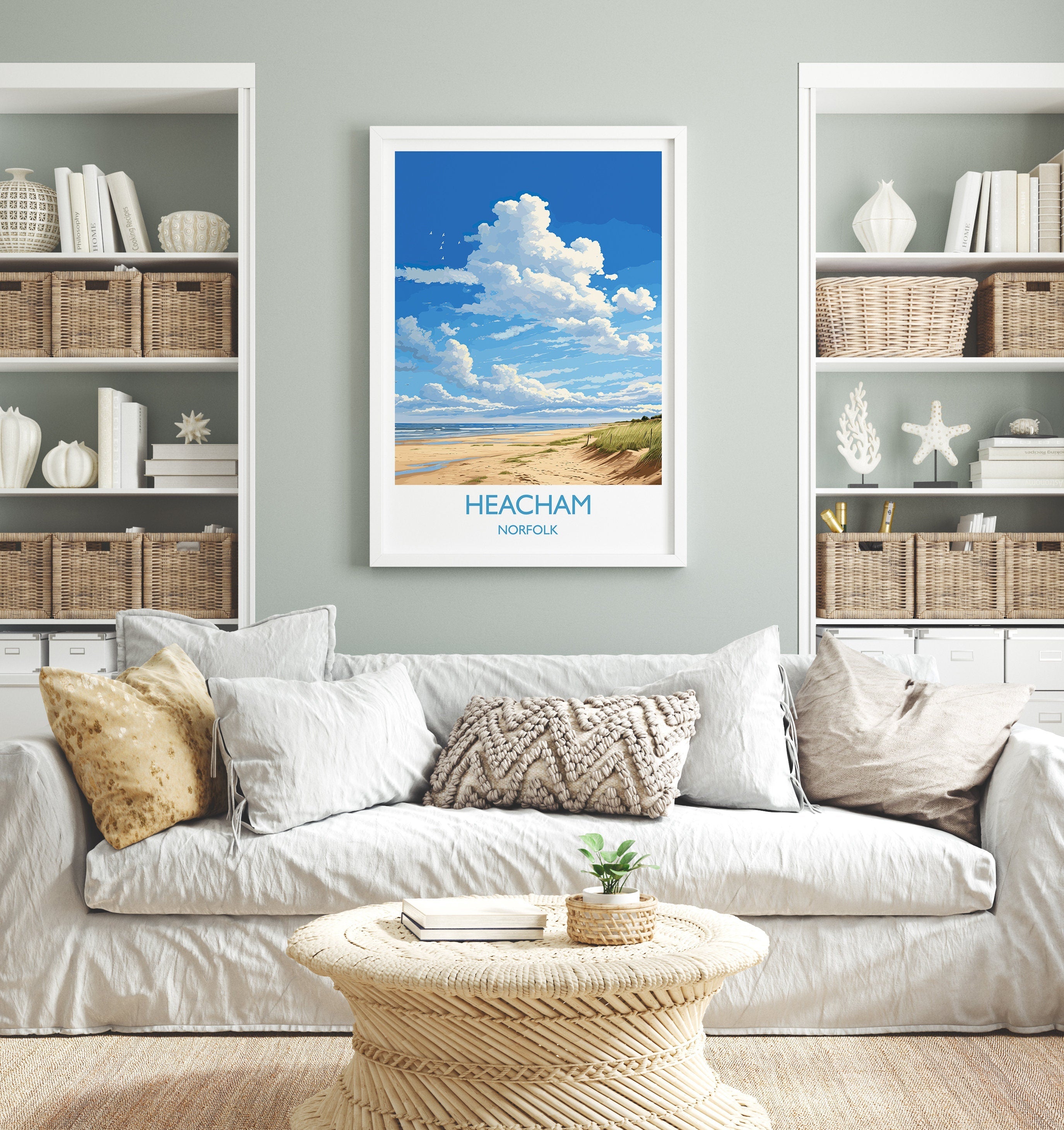 Heacham Beach Travel Print, Travel Poster of Heacham, Norfolk Gift, England, Norfolk Art, Heacham Beach Gift, Wall Art Print NQ Media Designs
