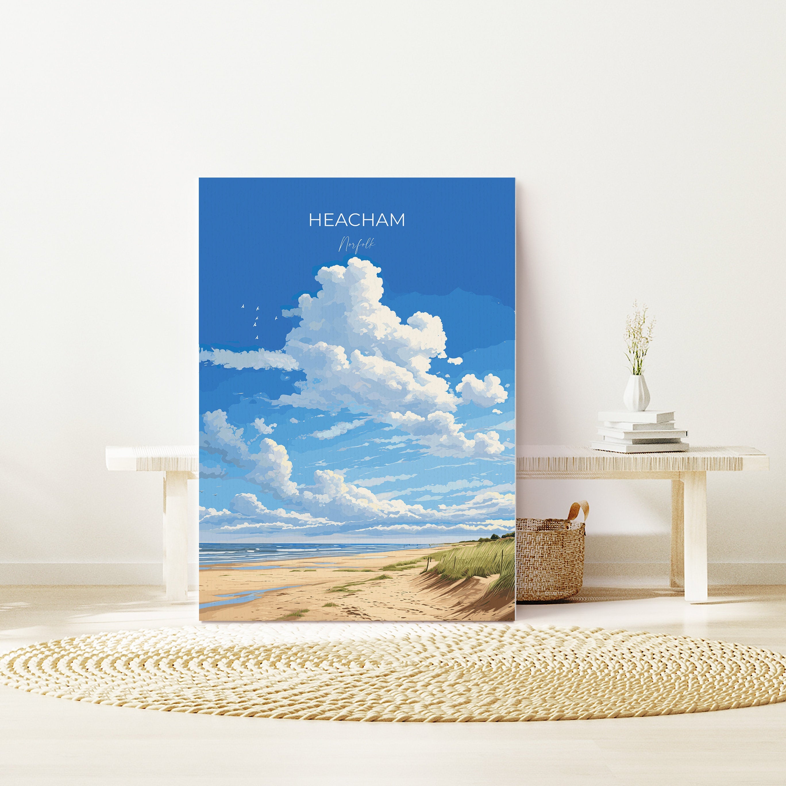Heacham Beach Poster, Travel Print of Heacham, Norfolk Gift, England, Norfolk Art, Heacham Beach Gift, Wall Art Print NQ Media Designs