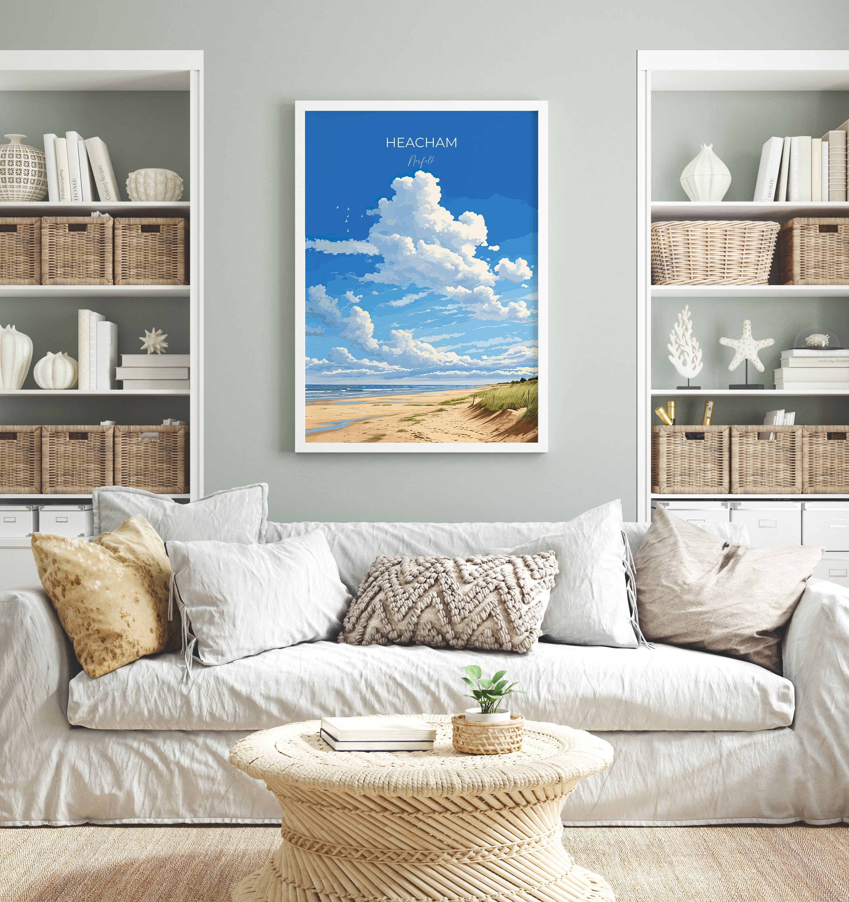 Heacham Beach Poster, Travel Print of Heacham, Norfolk Gift, England, Norfolk Art, Heacham Beach Gift, Wall Art Print NQ Media Designs
