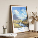 Glencoe Travel Print, Travel Poster of Glencoe, Highlands Gift, Scotland, Highlands Art, Glencoe Gift, Wall Art Print NQ Media Designs