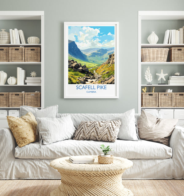 Scafell Pike Travel Print, Scafell Pike Travel Poster, England, Cumbria Art, Scafell Pike Gift, Lake District, Wall Art Print