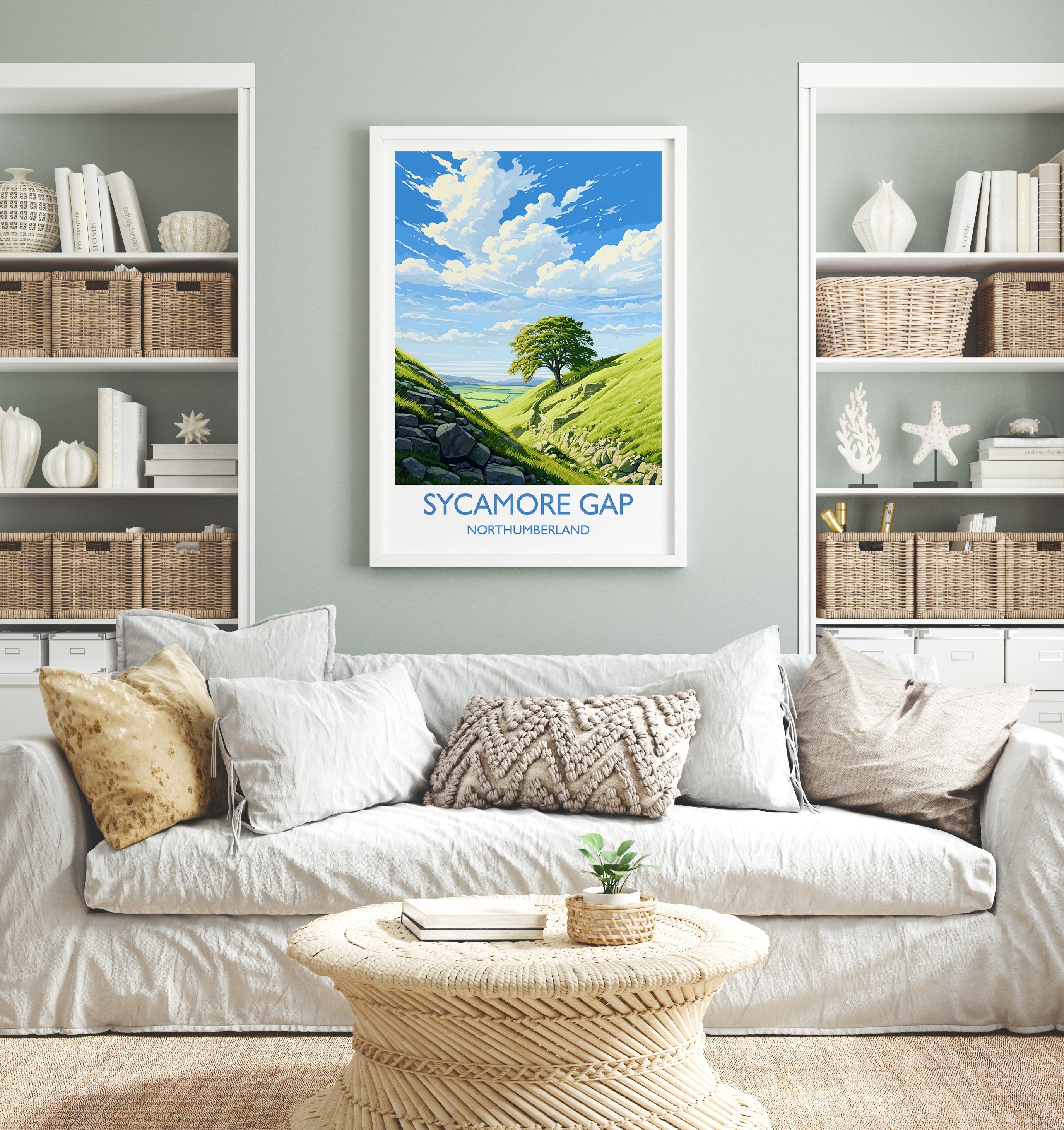 Sycamore Gap Travel Print, Travel Poster of Sycamore Gap, Northumberland, England, Sycamore Gap Gift, Wall Art Print NQ Media Designs