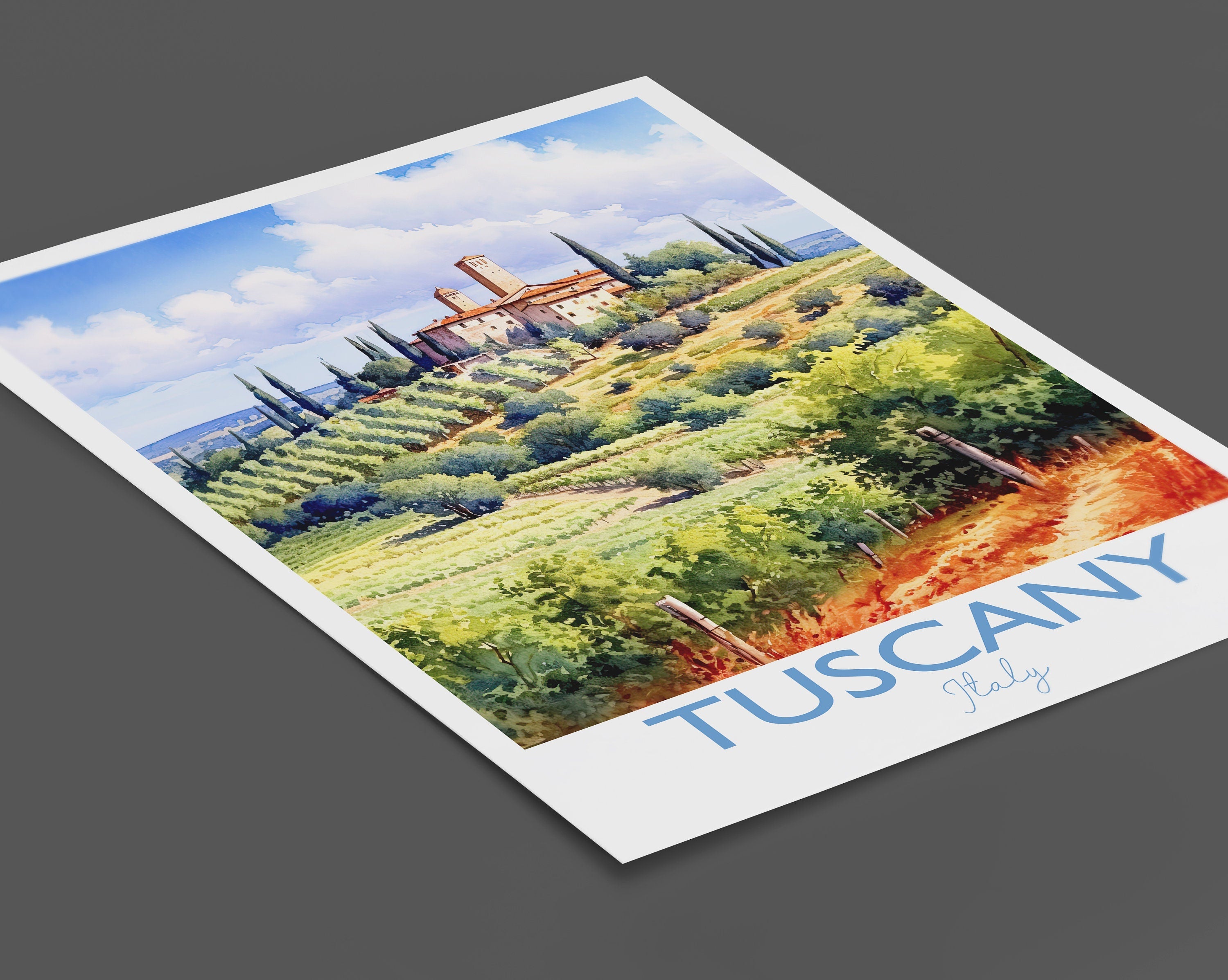 Tuscany Travel Print, Travel Poster of Tuscany, Italy, Tuscany Gift, Travel Watercolour Gift NQ Media Designs
