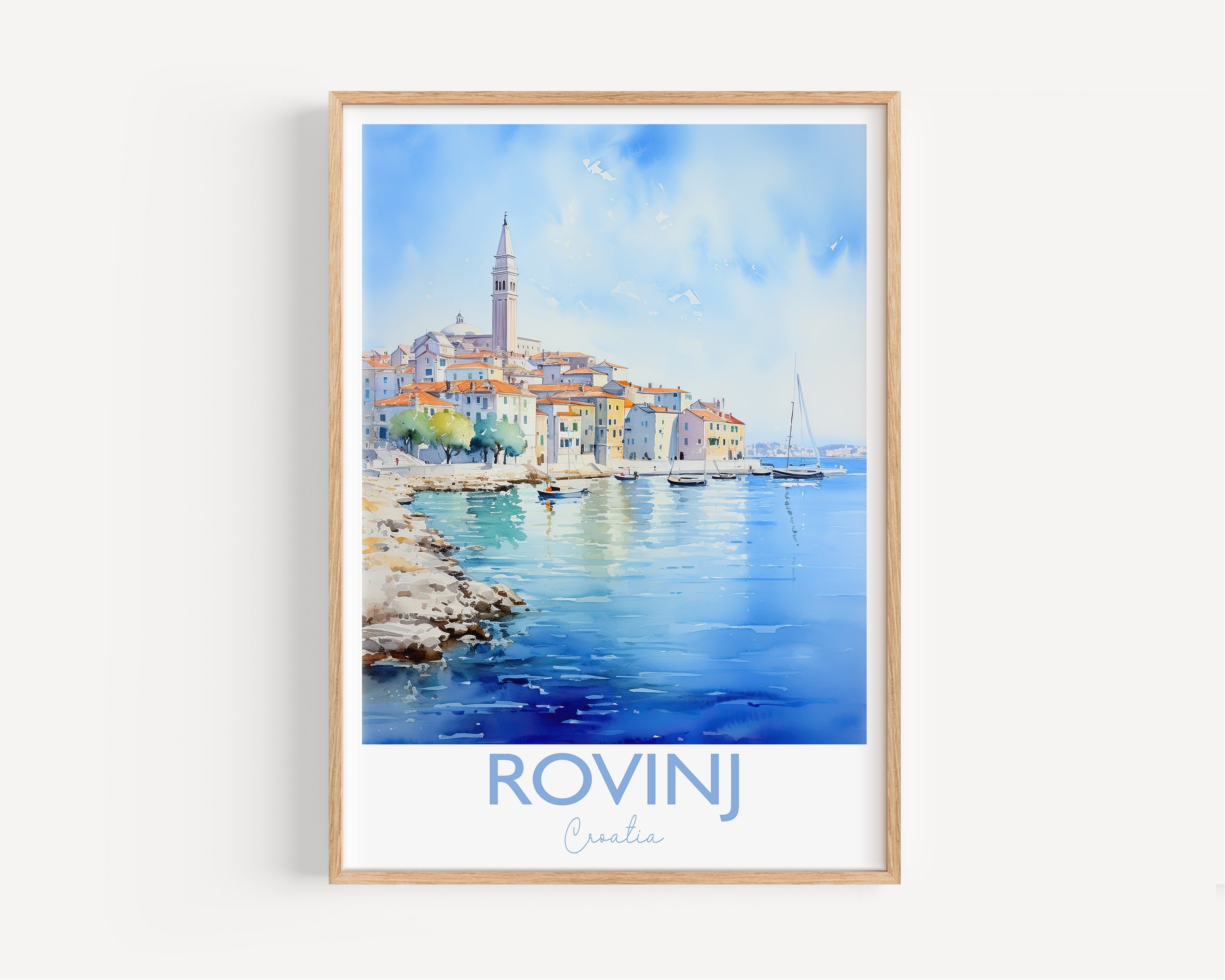 Rovinj Travel Print, Travel Poster of Rovinj, Croatia, Rovinj Gift, Travel Watercolour Gift NQ Media Designs