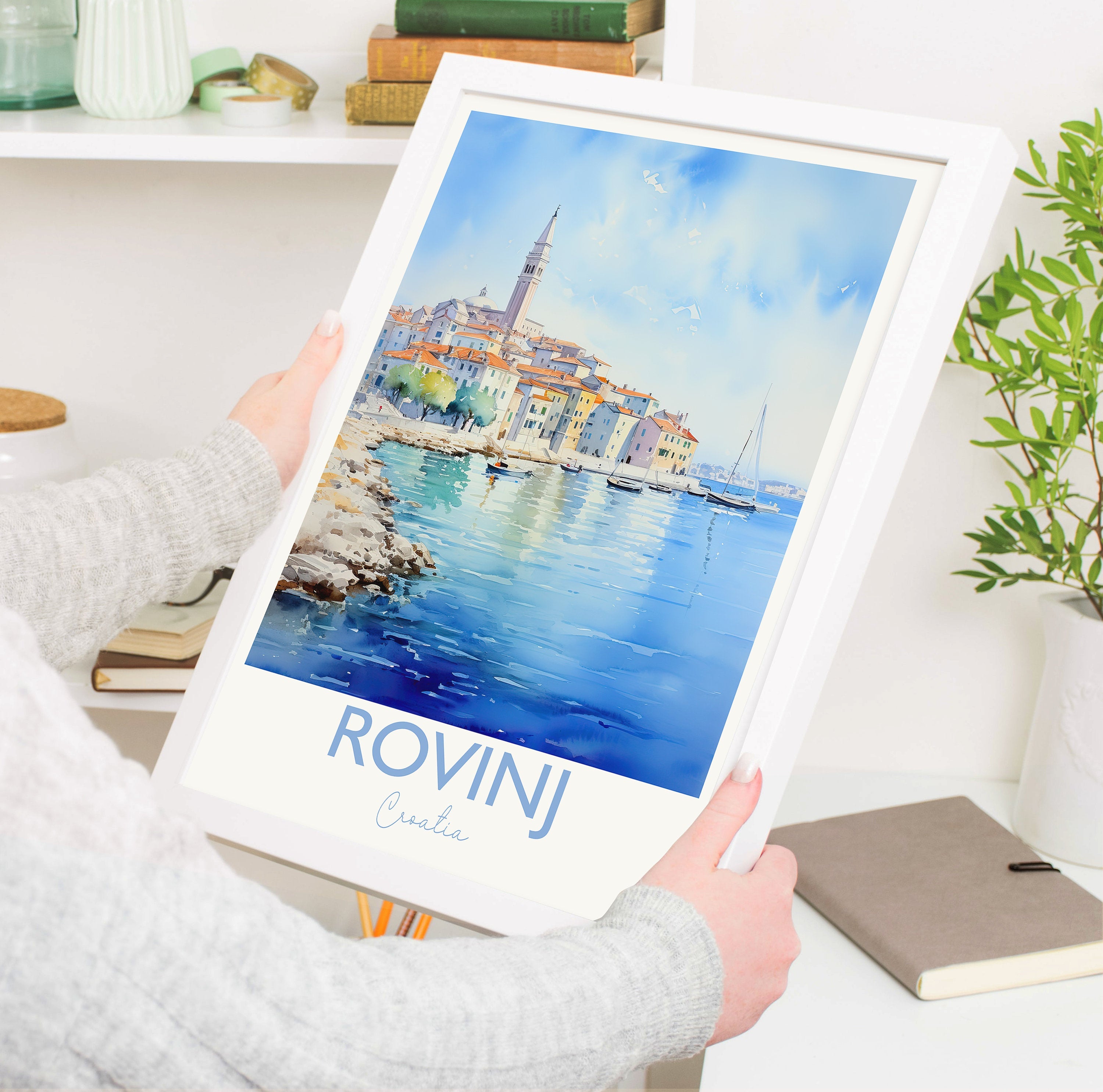 Rovinj Travel Print, Travel Poster of Rovinj, Croatia, Rovinj Gift, Travel Watercolour Gift NQ Media Designs