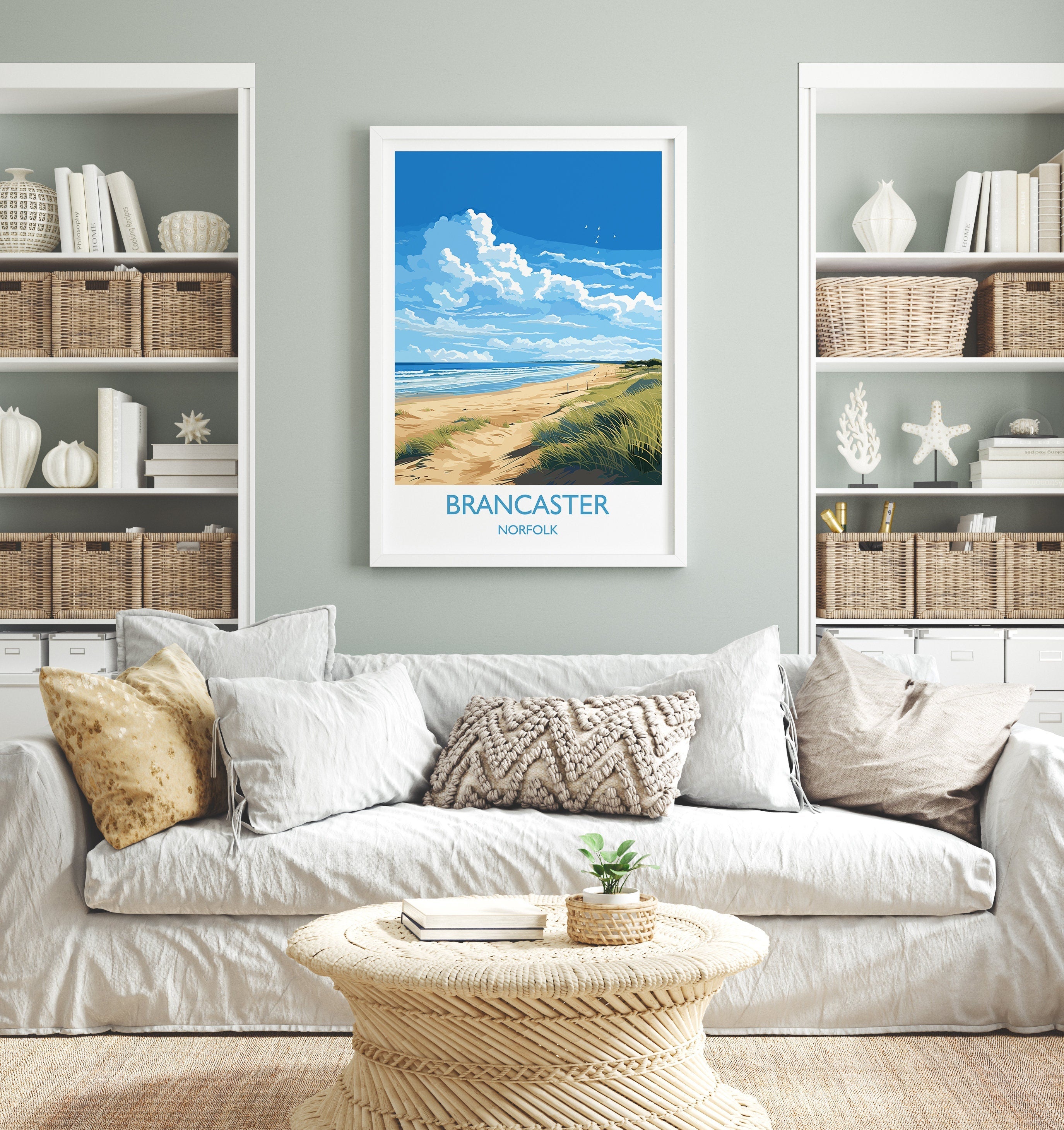 Brancaster Beach Travel Print, Travel Poster of Brancaster, Norfolk Gift, England, Norfolk Art, Brancaster Beach Gift, Wall Art Print NQ Media Designs
