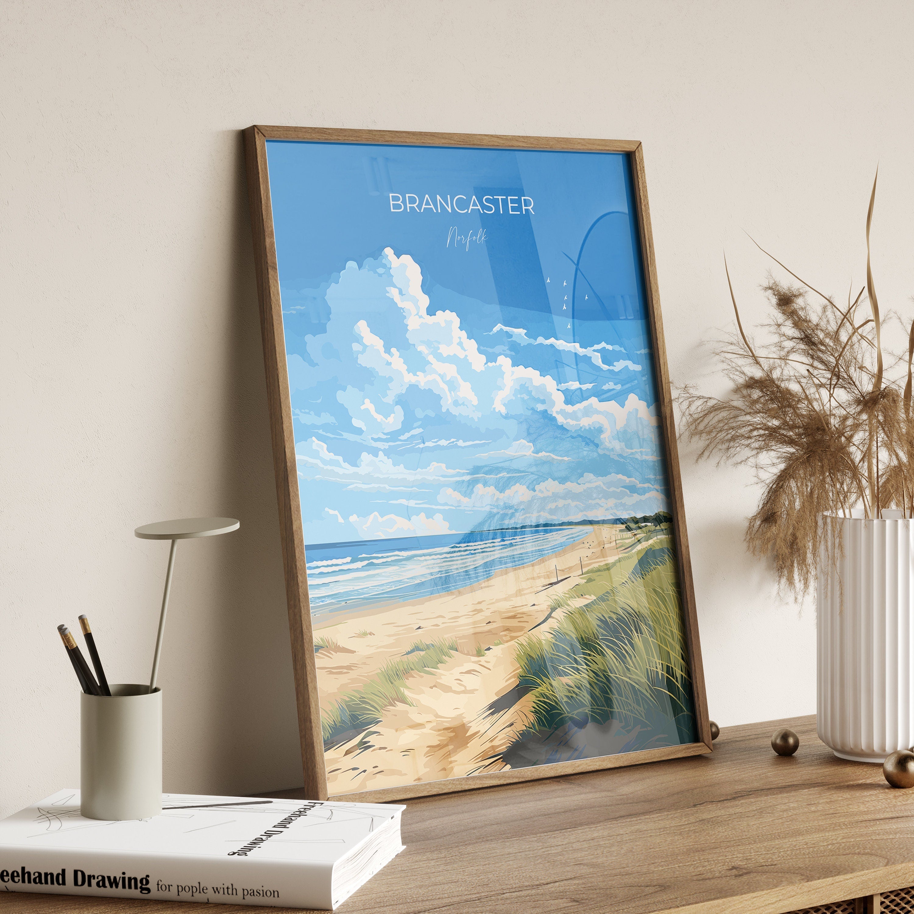 Brancaster Beach Poster, Travel Print of Brancaster, Norfolk Gift, England, Norfolk Art, Brancaster Beach Gift, Wall Art Print NQ Media Designs