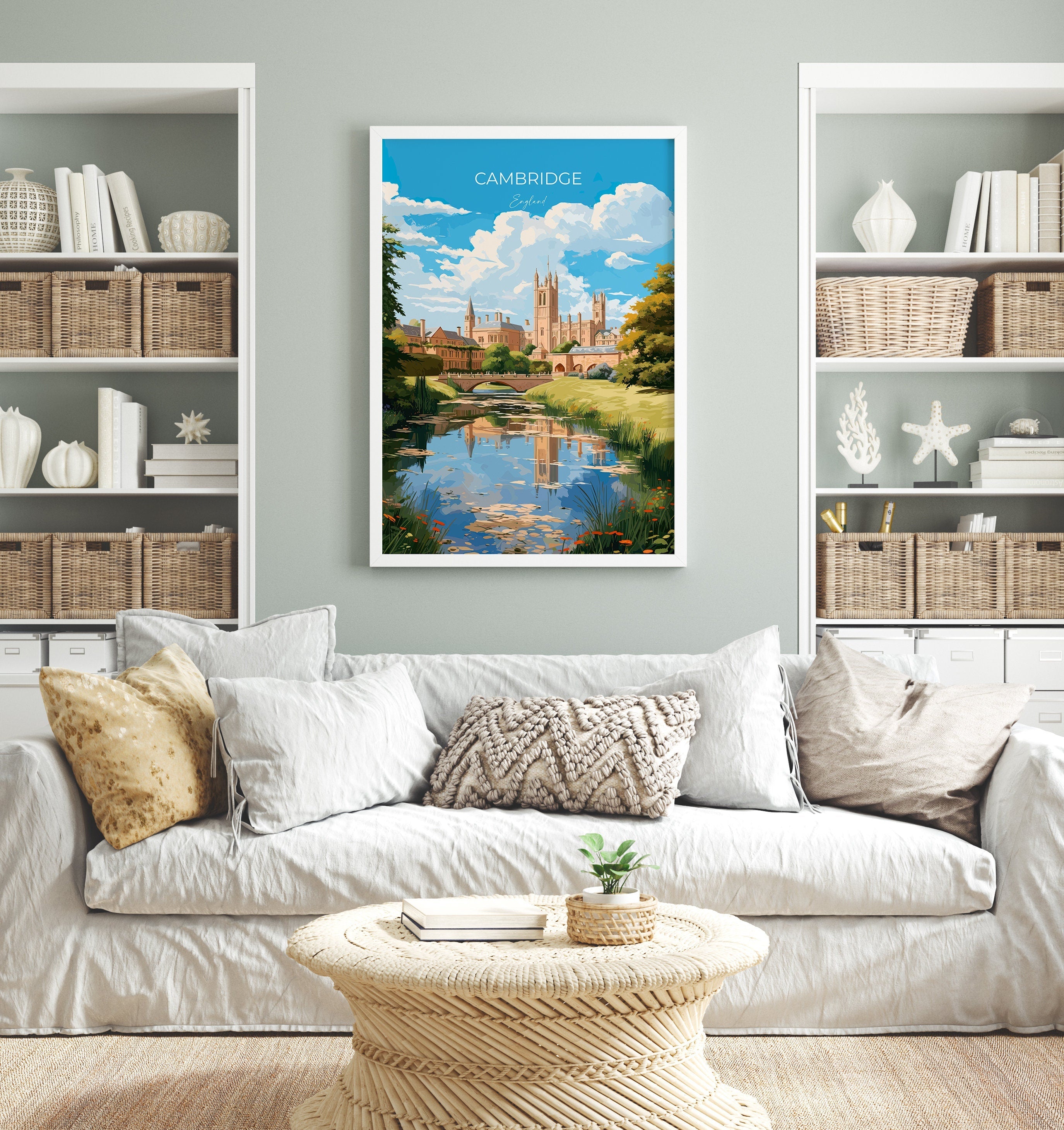 Cambridge Travel Print, Travel Poster of Cambridge, Cambridgeshire, England, Cambridge Art, UK Gift, Wall Art Print NQ Media Designs