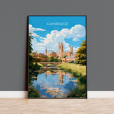 Cambridge Travel Print, Travel Poster of Cambridge, Cambridgeshire, England, Cambridge Art, UK Gift, Wall Art Print NQ Media Designs