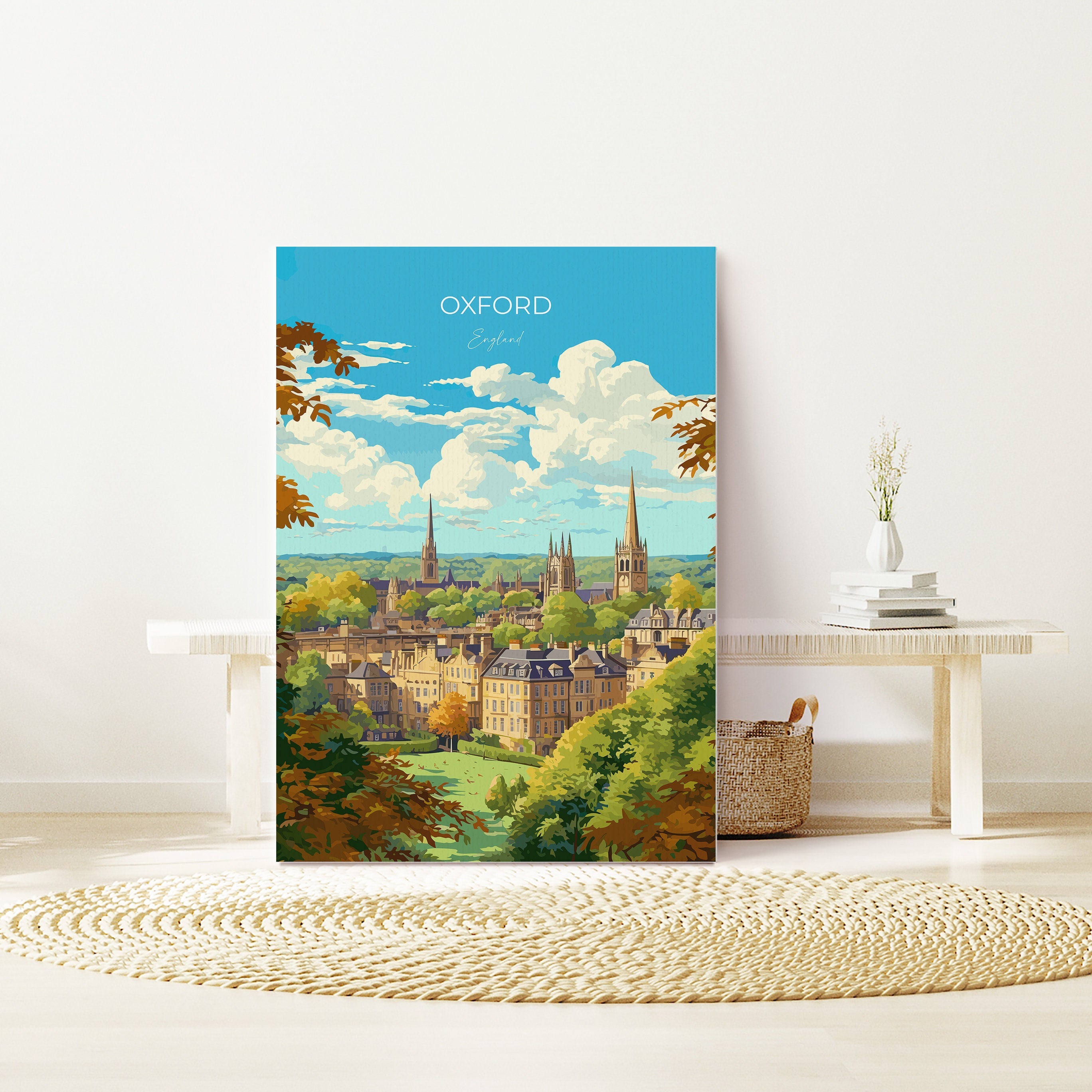 Oxford Travel Poster, Travel Print of Oxford, Oxfordshire, England, Oxford Gift, Oxford University, UK Gift, Wall Art Print NQ Media Designs
