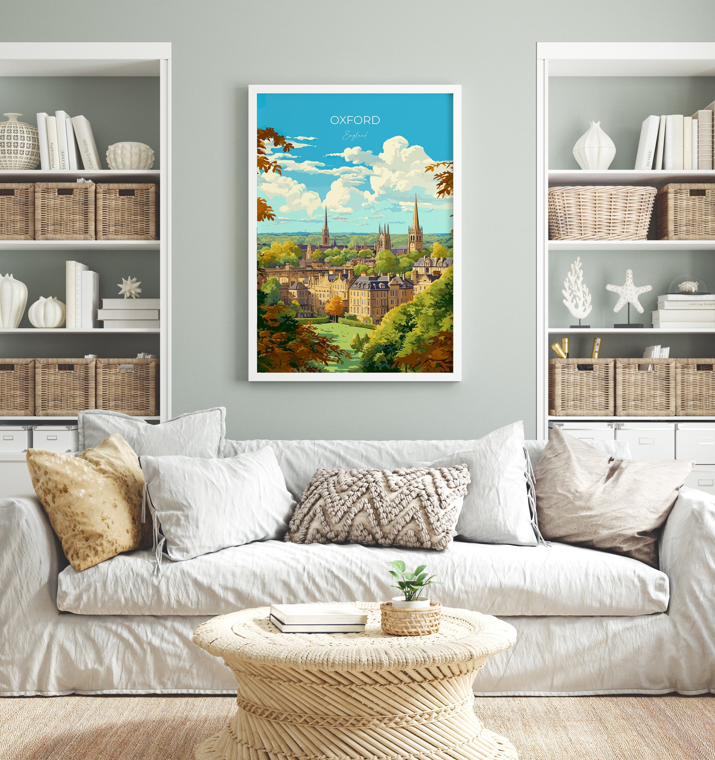 Oxford Travel Poster, Travel Print of Oxford, Oxfordshire, England, Oxford Gift, Oxford University, UK Gift, Wall Art Print NQ Media Designs