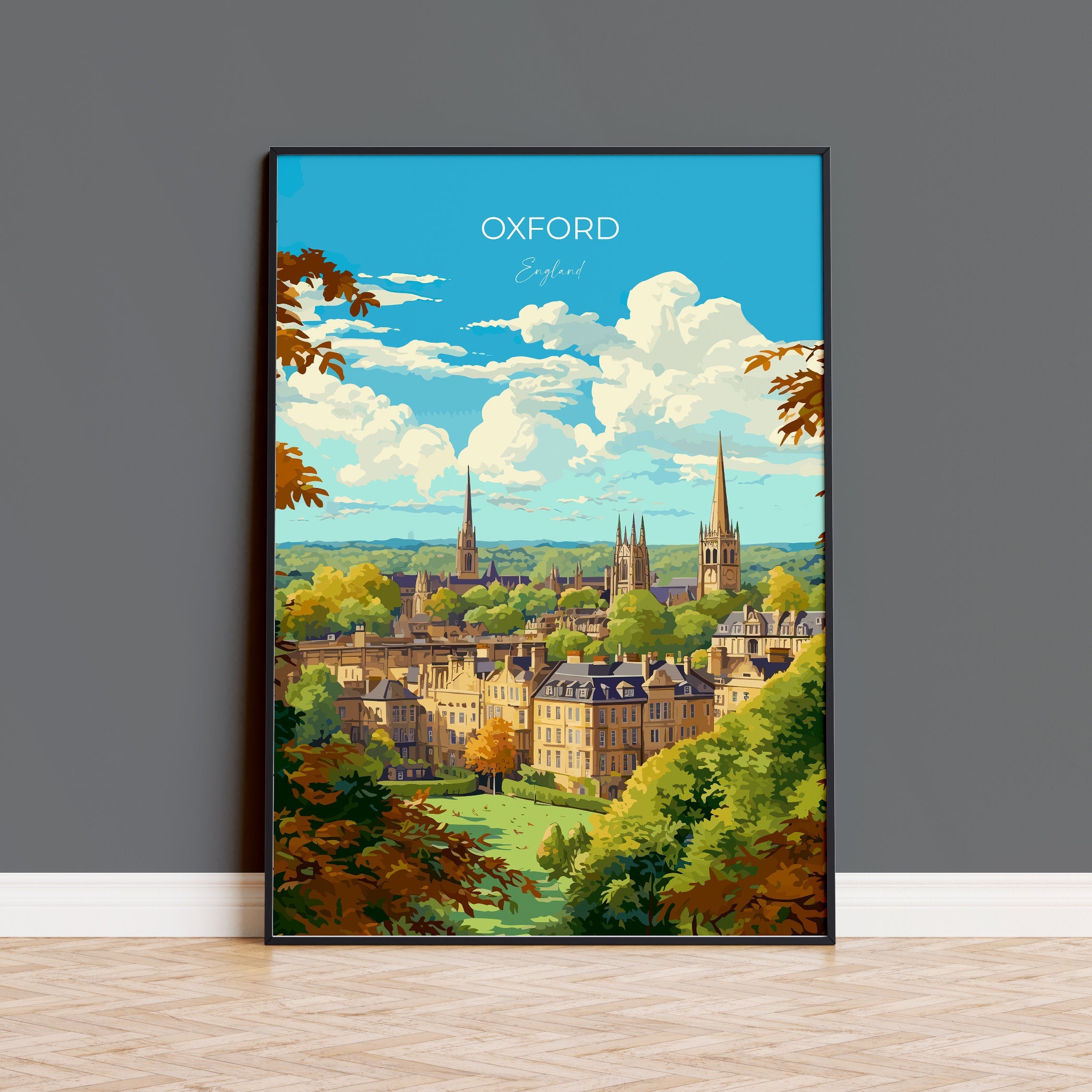 Oxford Travel Poster, Travel Print of Oxford, Oxfordshire, England, Oxford Gift, Oxford University, UK Gift, Wall Art Print NQ Media Designs