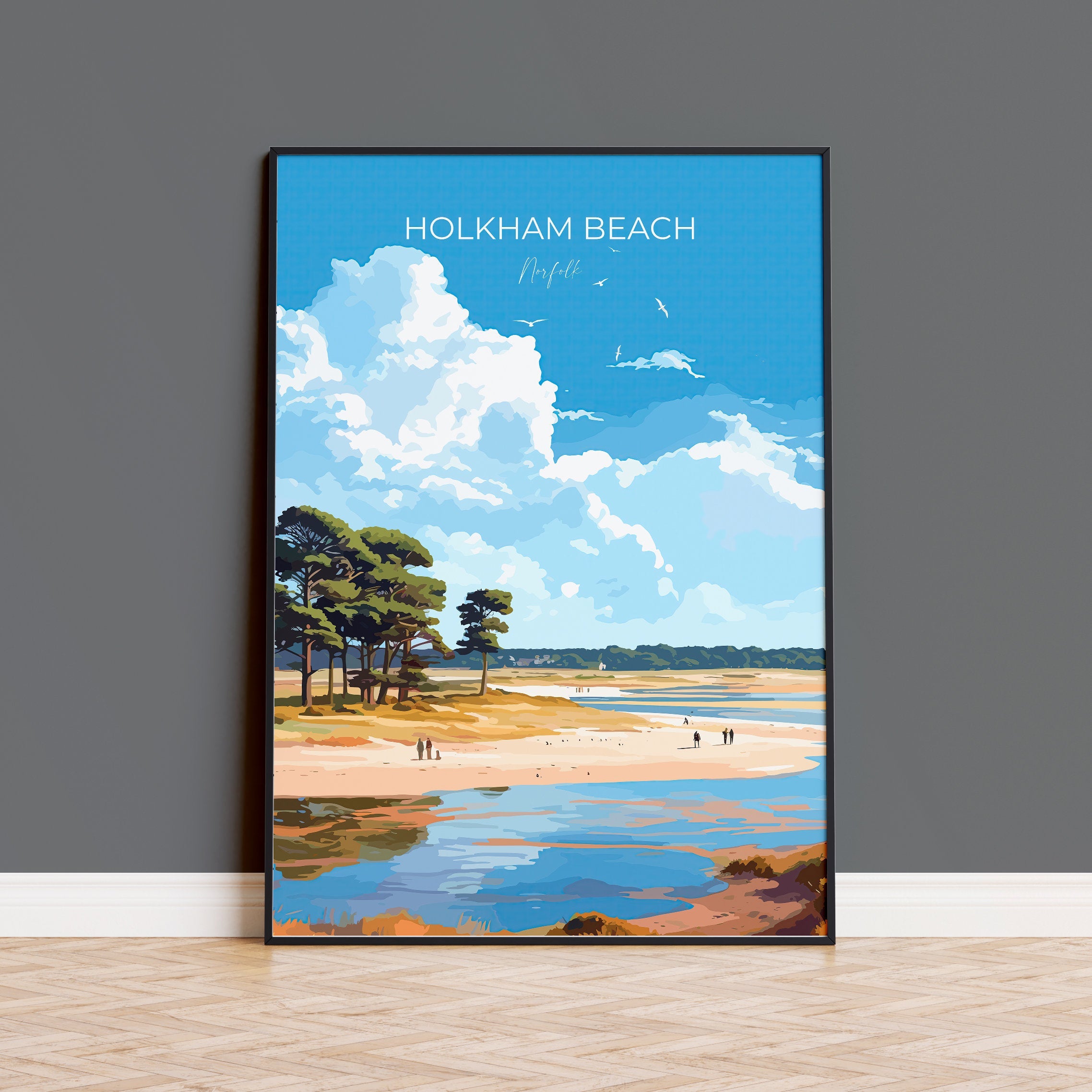 Holkham Beach Travel Print, Travel Poster of Holkham Beach, Norfolk, England, Norfolk Art, Norfolk Gift, Wall Art Print NQ Media Designs