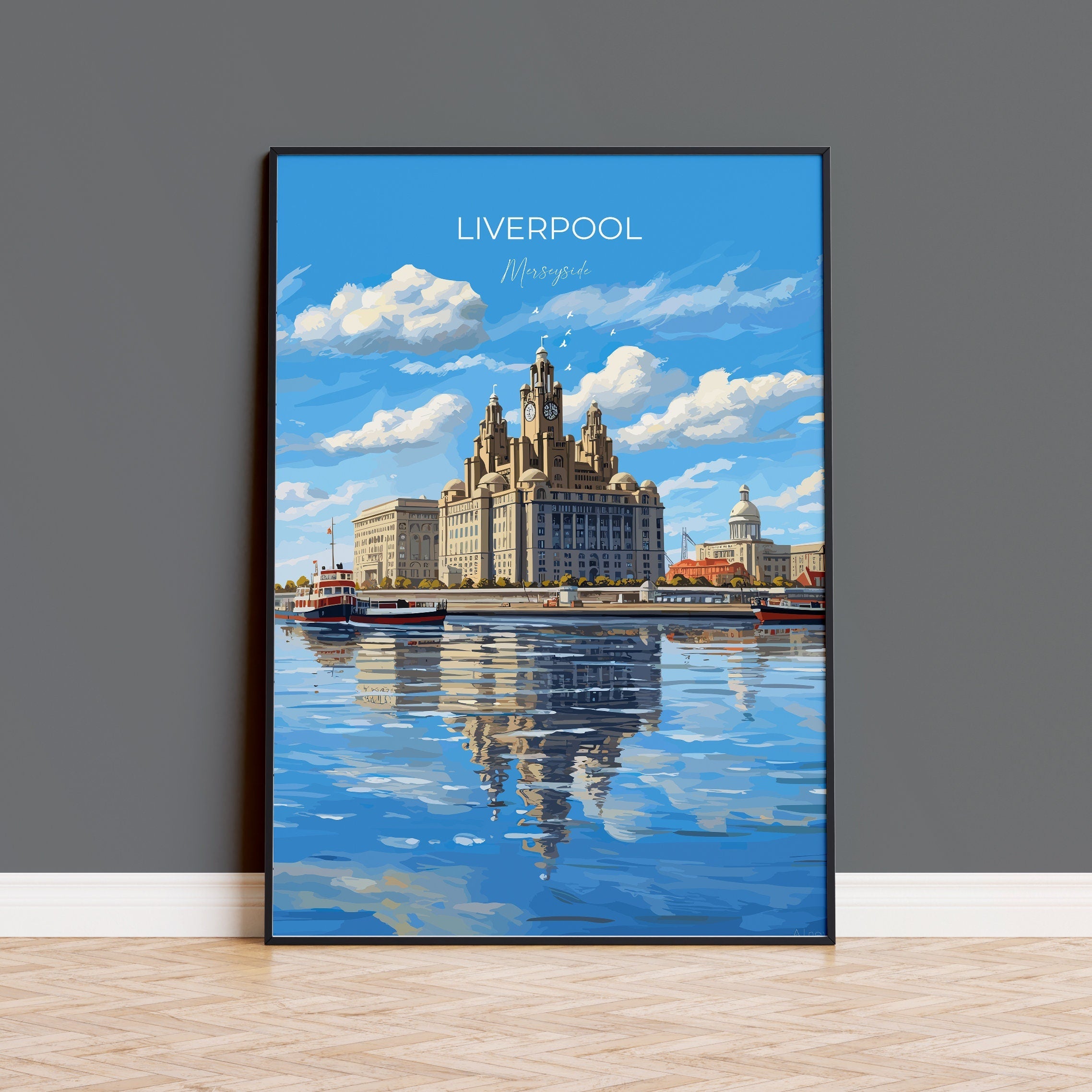 Liverpool Travel Print, Travel Poster of Liverpool, Merseyside, England, North West Coast Art, Liverpool Gift, Wall Art Print NQ Media Designs