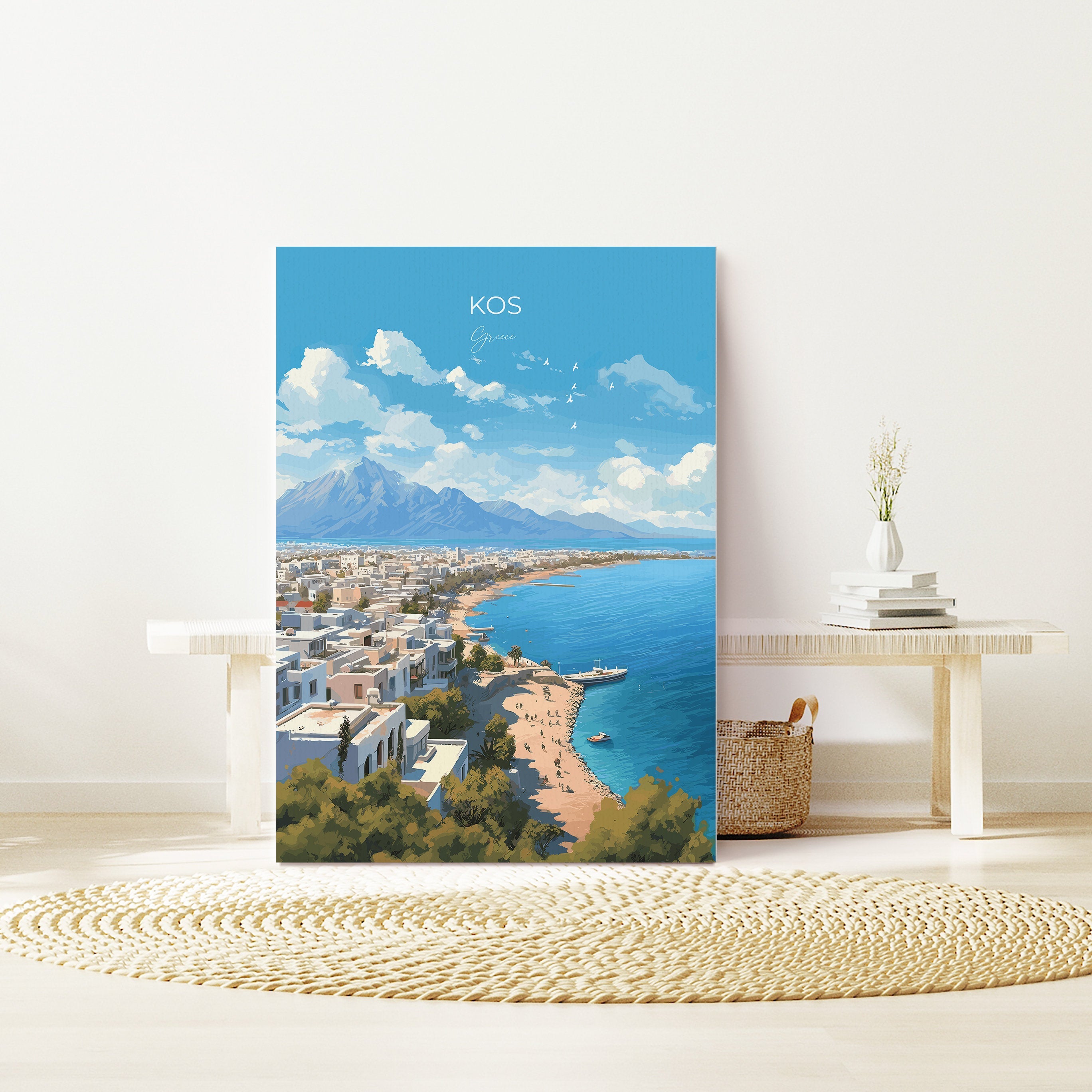 Kos Travel Poster, Travel Print of Kos, Greece Gift, Greek Islands Art, Kos Gift, Wall Art Print NQ Media Designs