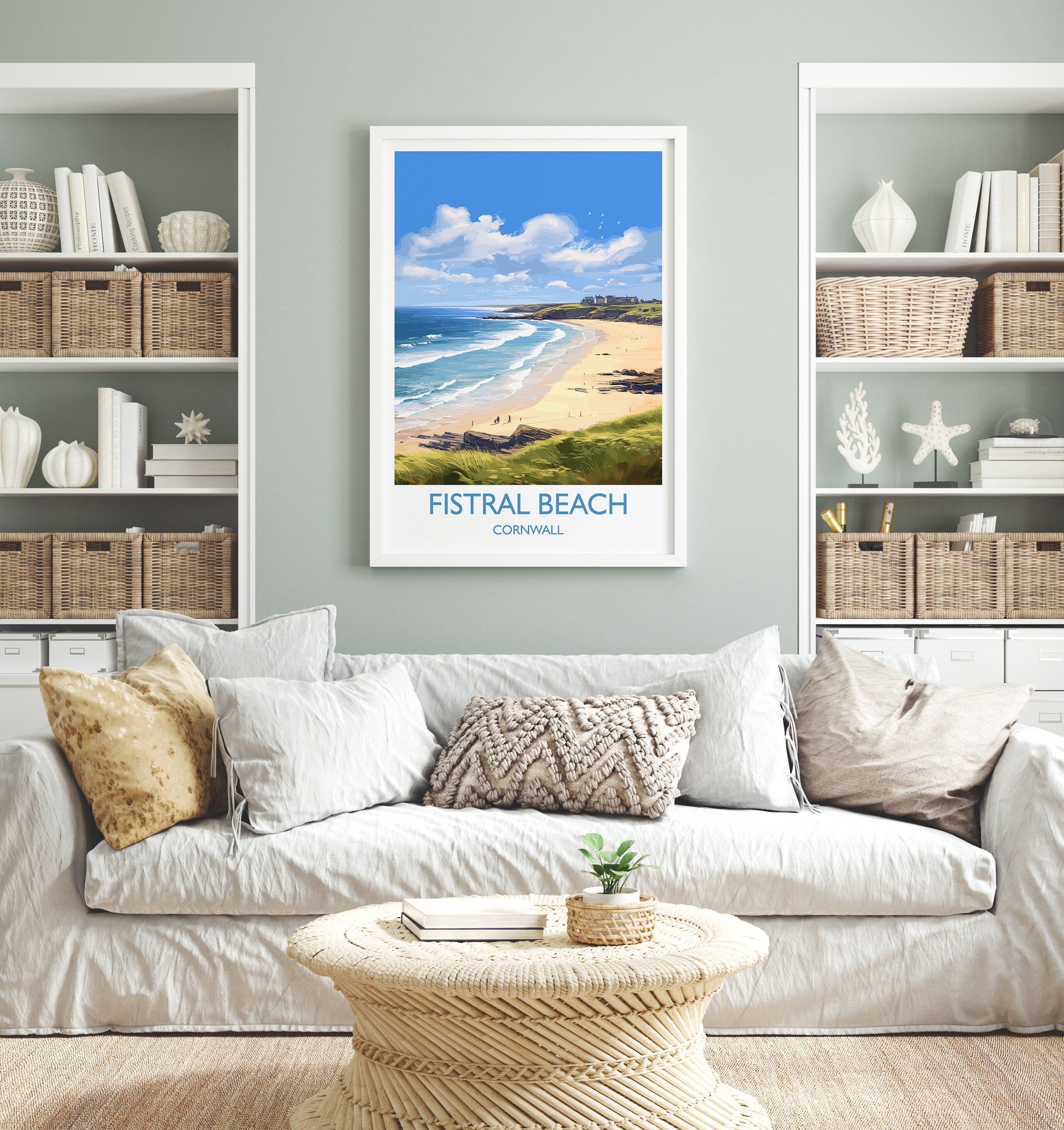 Fistral Beach Travel Poster, Travel Print of Cornwall, England, Cornwall Art, Fistral Beach Gift, Wall Art Print NQ Media Designs