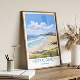 Fistral Beach Travel Poster, Travel Print of Cornwall, England, Cornwall Art, Fistral Beach Gift, Wall Art Print NQ Media Designs