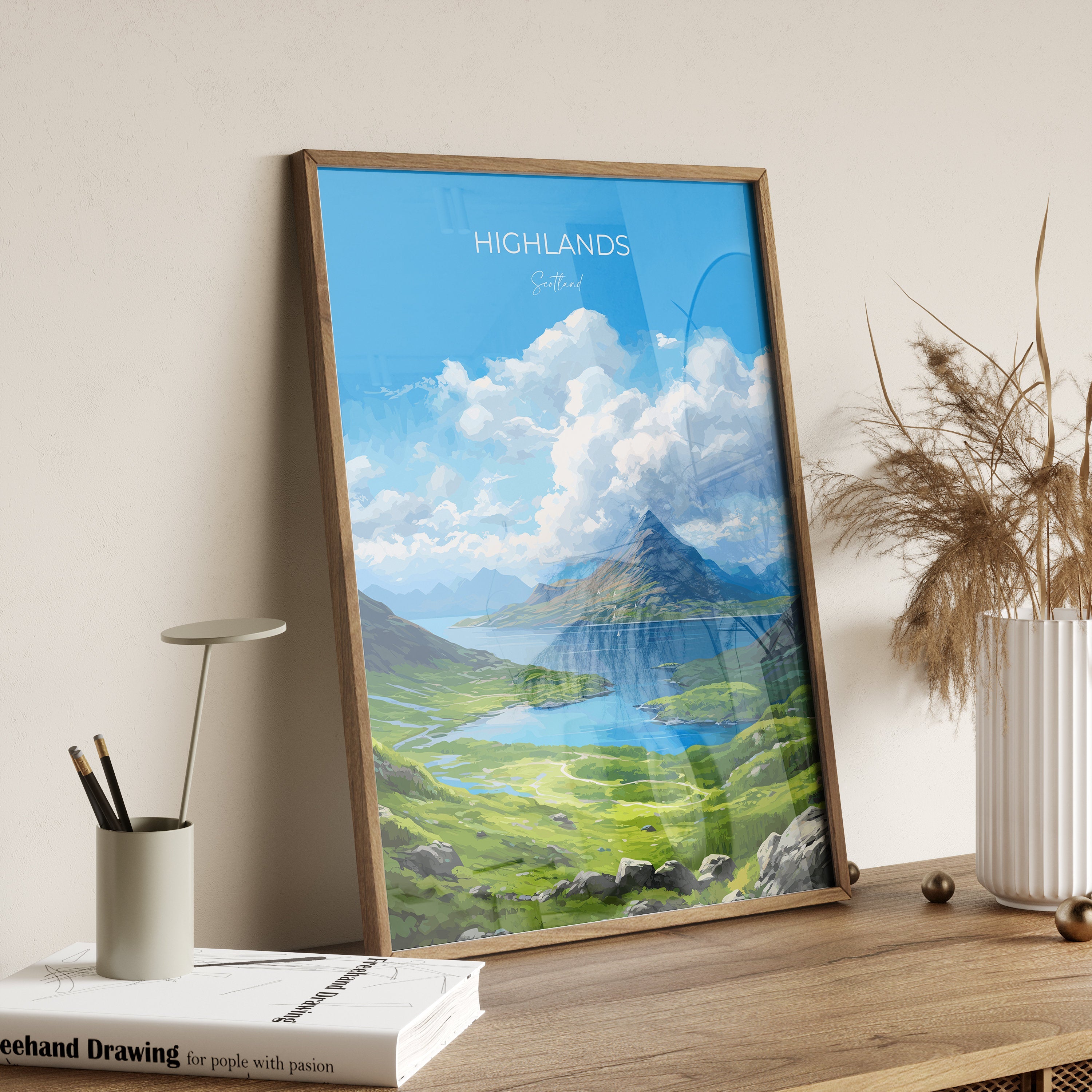 Highlands Print, Travel Poster of Highlands, Highlands Gift, Scotland, Highlands Art, Glencoe Gift, Wall Art Print NQ Media Designs