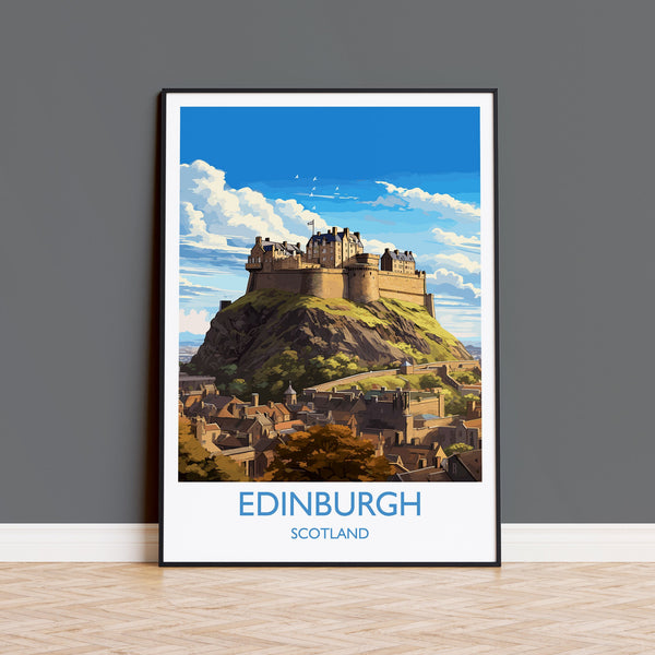 Edinburgh Travel Poster, Travel Print of Edinburgh, Scotland, Edinburgh Castle Art, Edinburgh Gift, Wall Art Print