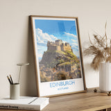 Edinburgh Travel Poster, Travel Print of Edinburgh, Scotland, Edinburgh Castle Art, Edinburgh Gift, Wall Art Print NQ Media Designs