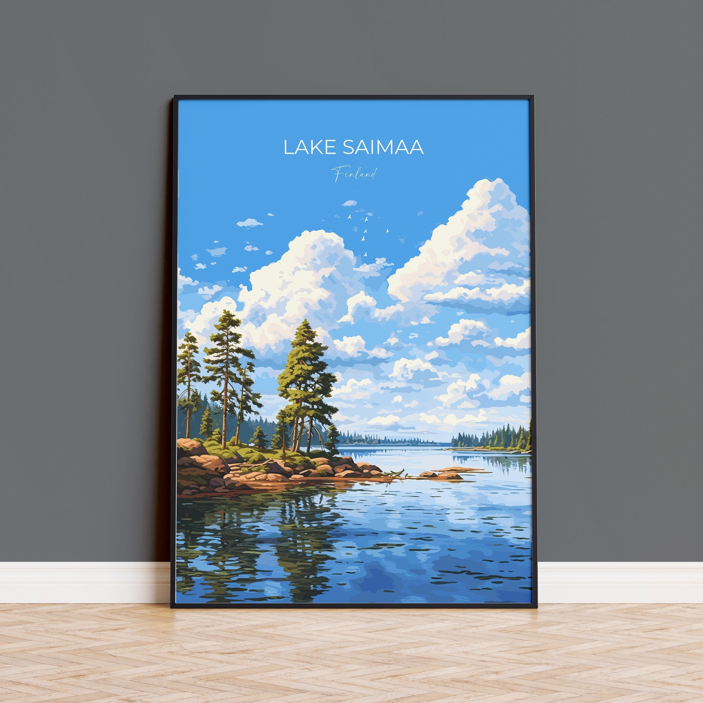 Lake Saimaa Travel Poster, Lake Saimaa Travel Print, Finland, Finland Art, Lake Saimaa Gift, Wall Art Print NQ Media Designs
