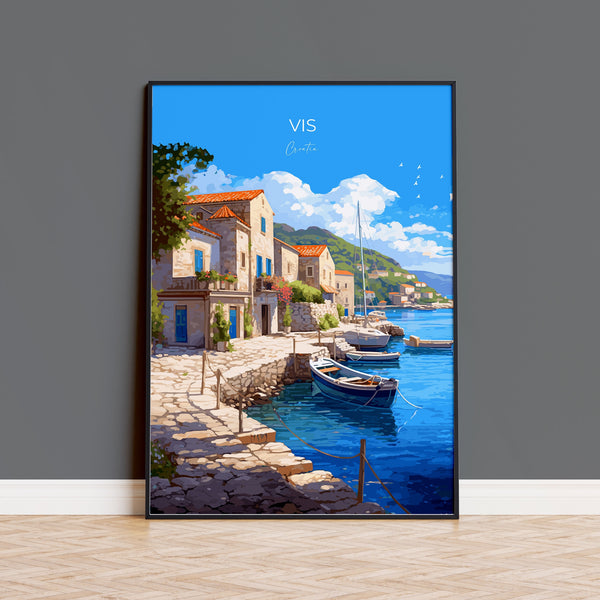 Vis Travel Print, Travel Poster of Vis, Croatia, Vis Art, Croatia Gift, Croatia Wall Art Print